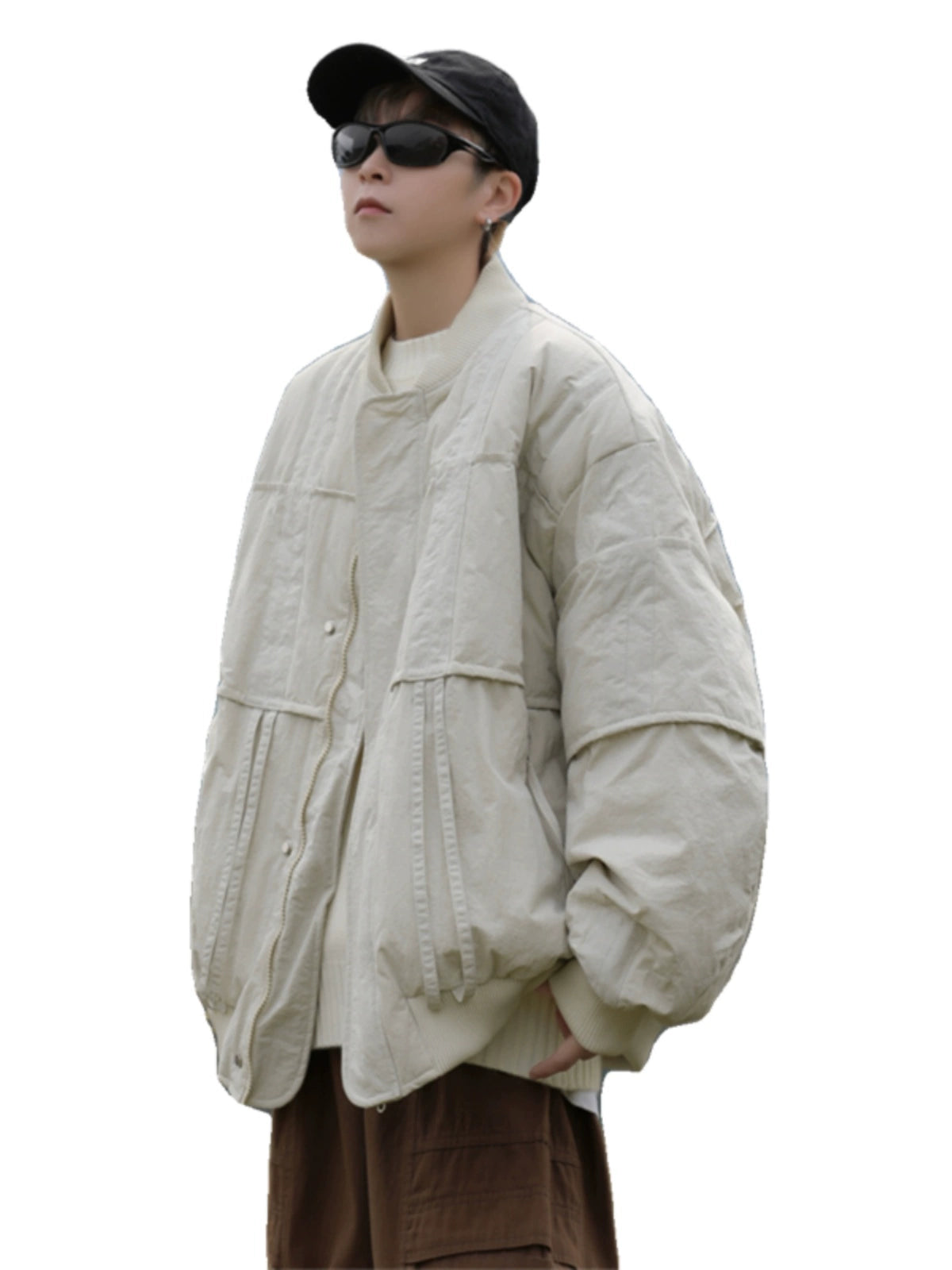 Oversized  Bomber Jacket with Ribbed Collar and Cuffs