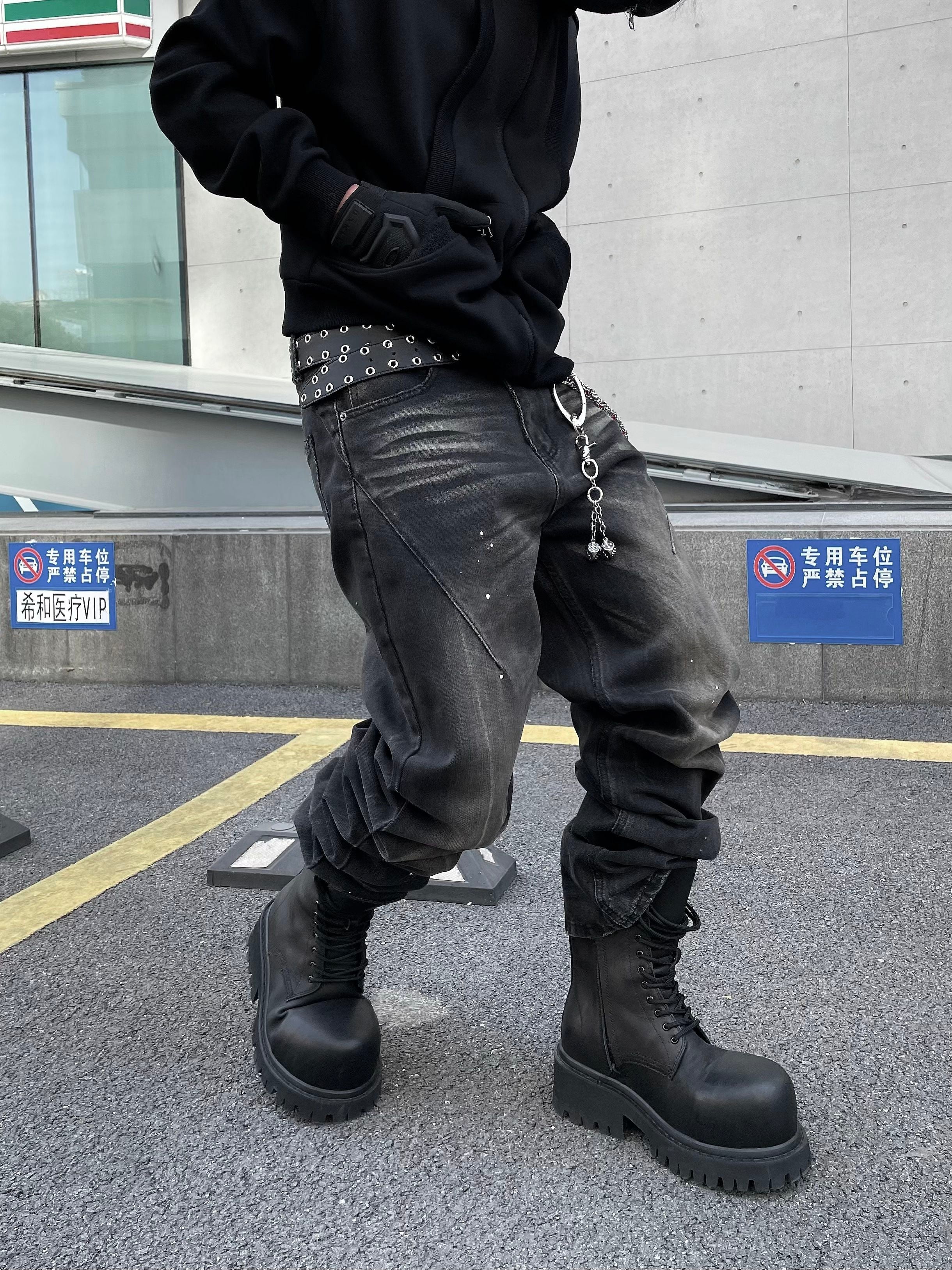 Shadow Fade Splatter Straight Jeans