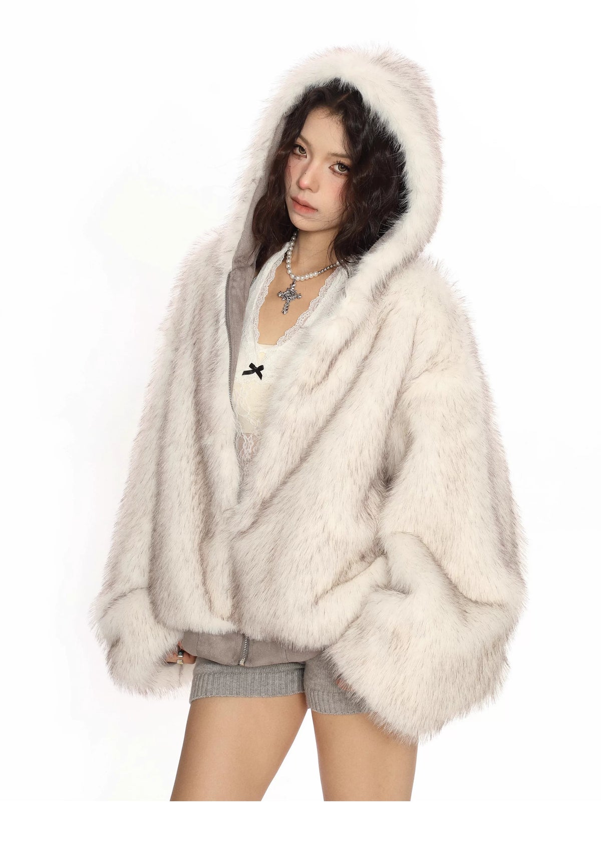 Winter Haven Faux Fur Hooded Bomber Jacket