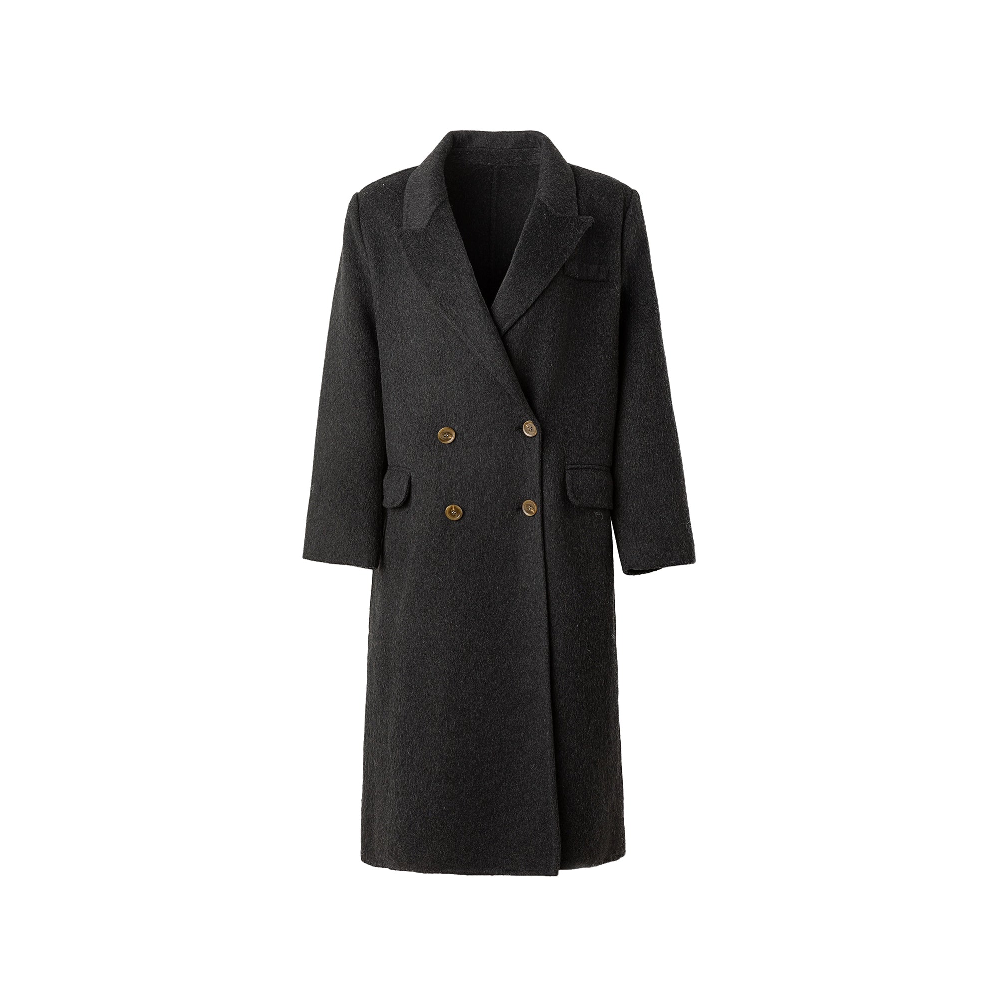 Manteau de laine d'épaule régulière de longueur