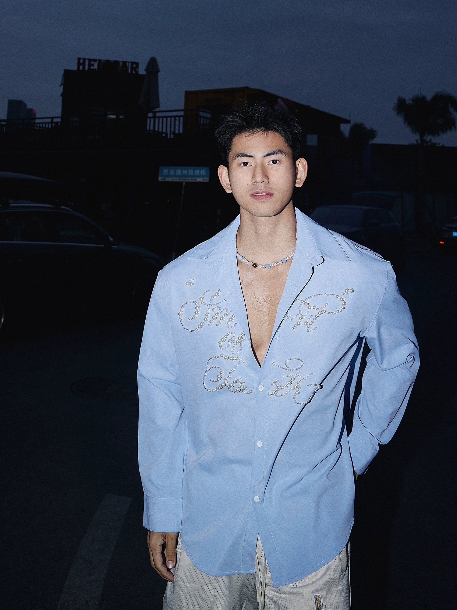Pearl Script Embellished Shirt