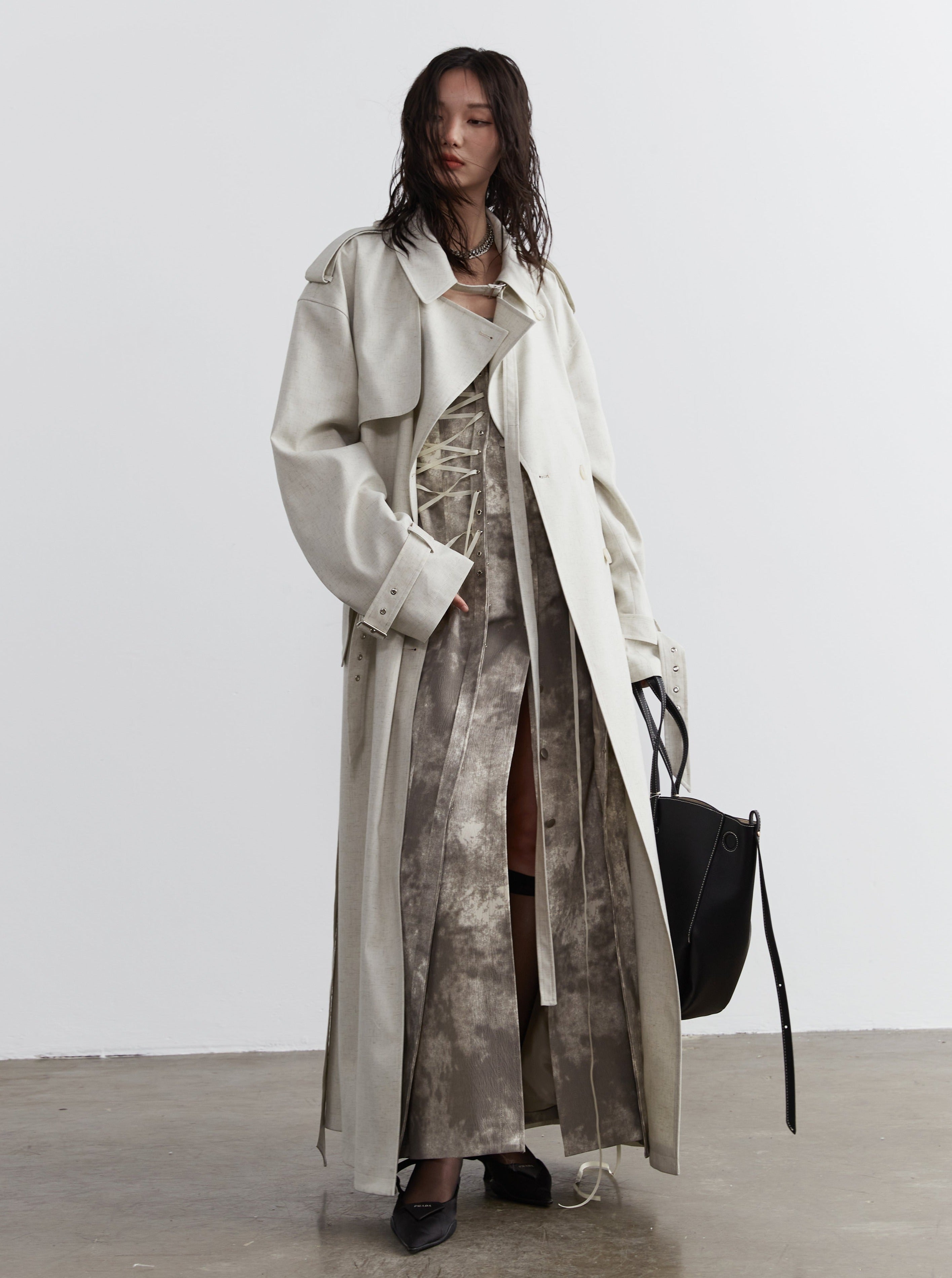 Ivory Elegance Oversized Trench Coat