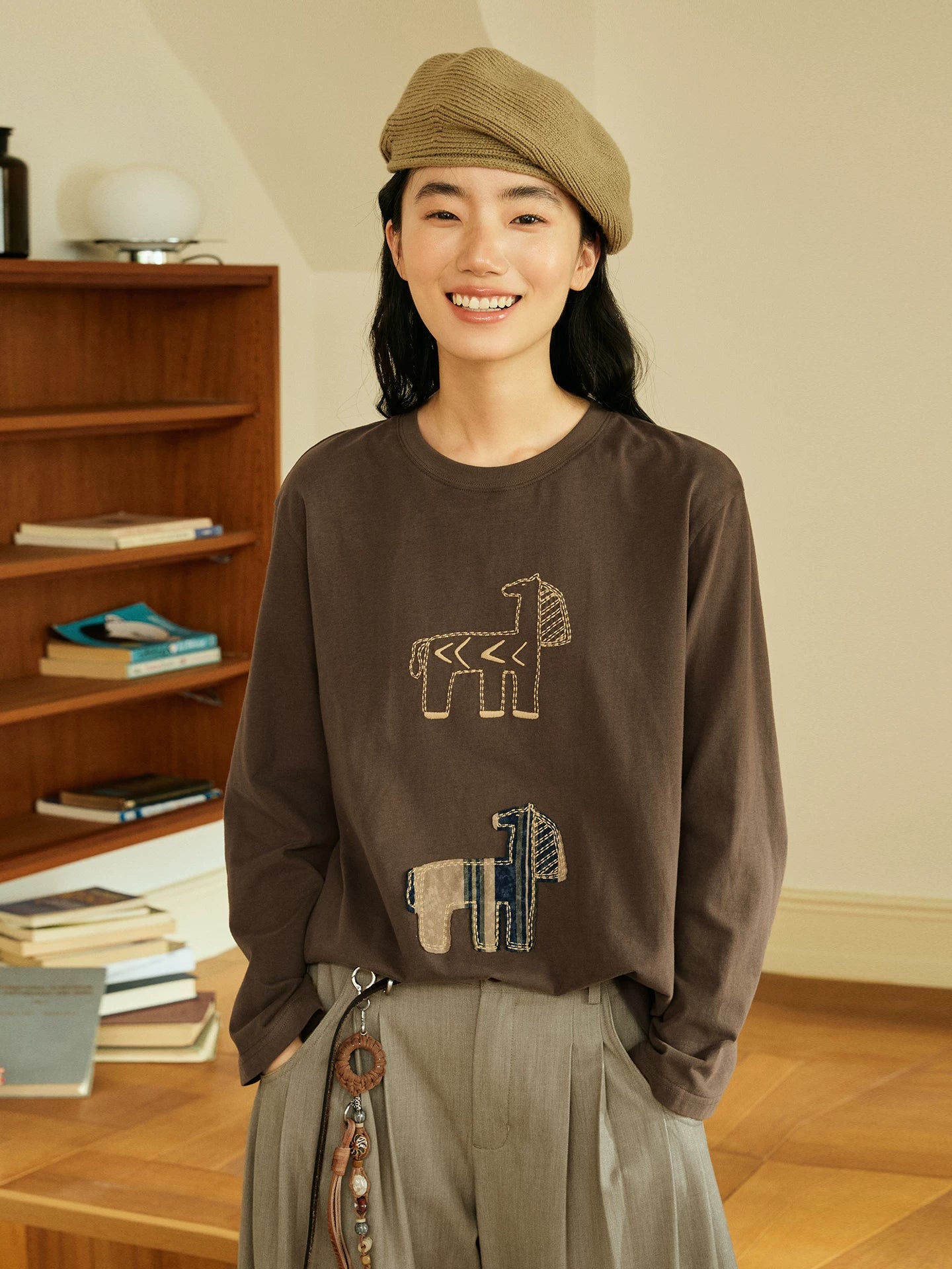 Abstract Horse Patch Long Sleeve T Shirt