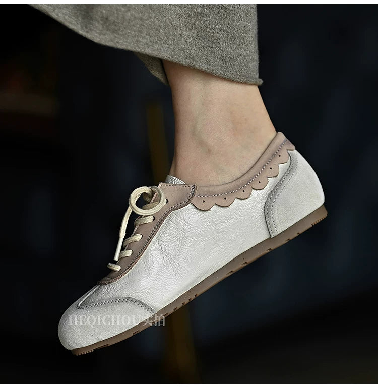 Alba Retro Lace-Up Leather Sneakers