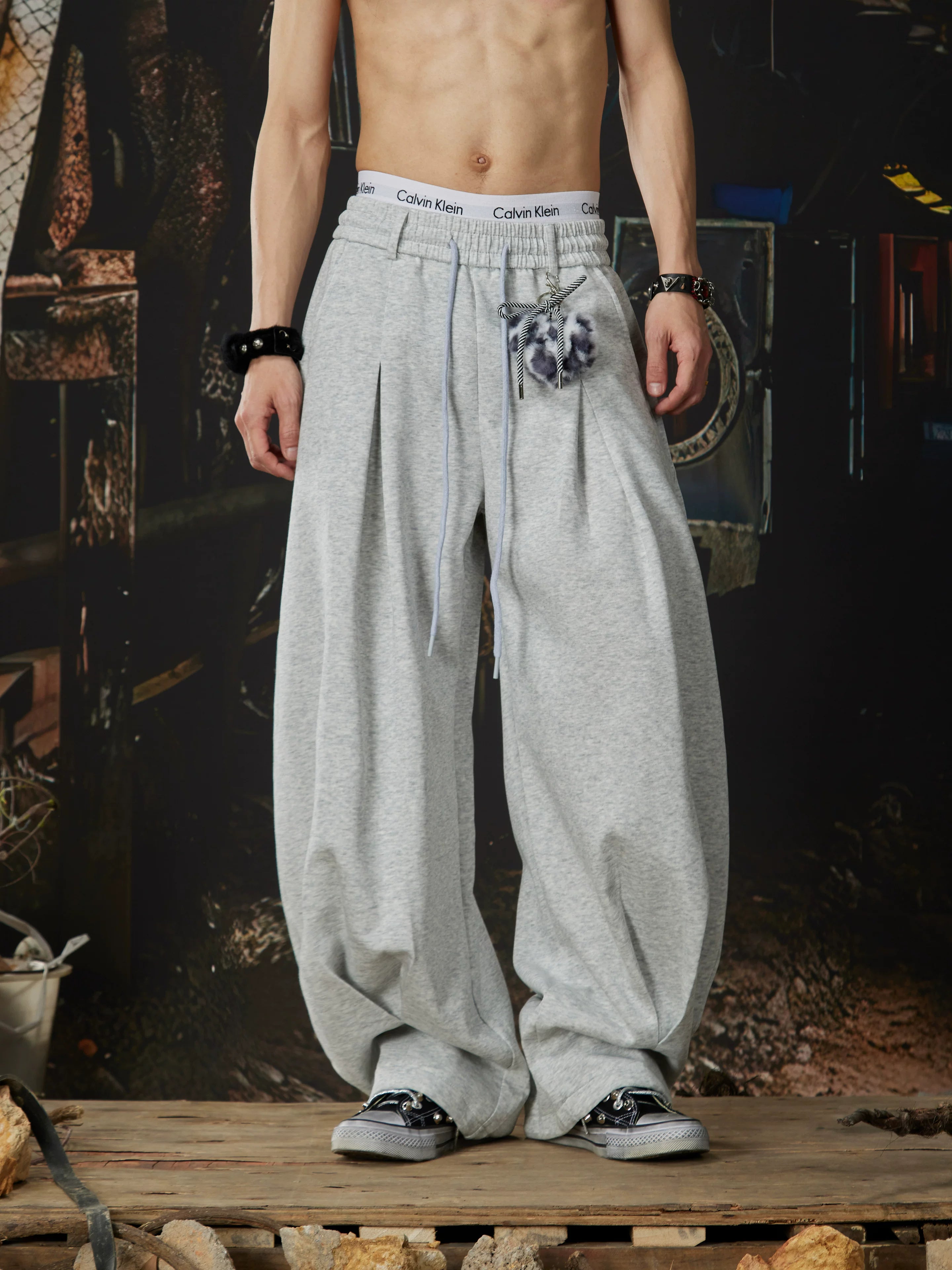 Gothic Script Halo Wide‑Leg Sweatpants