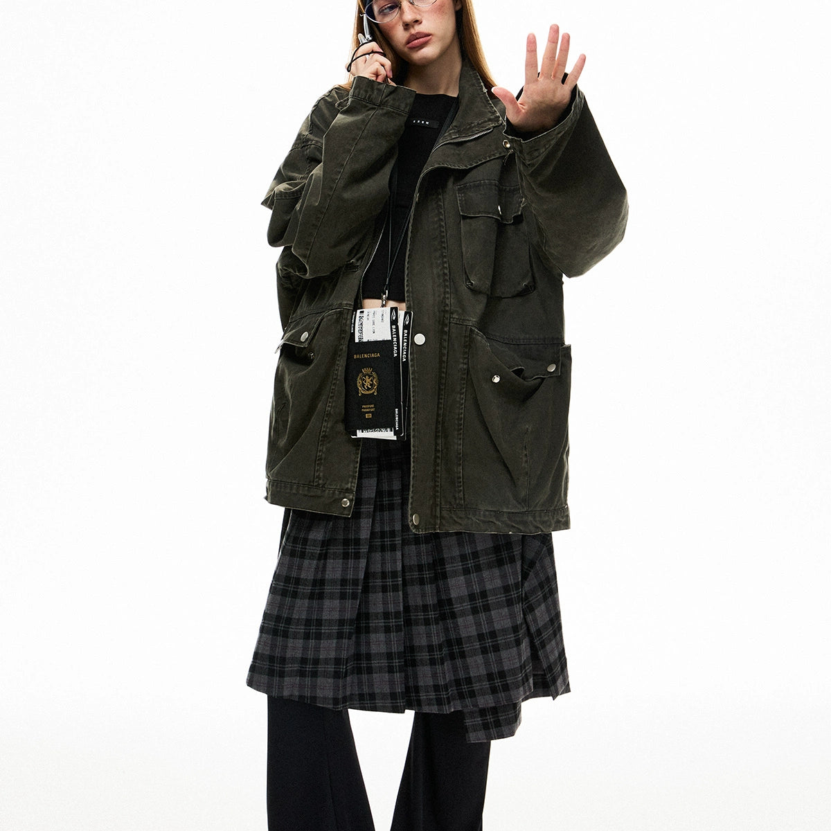 10YC Utility Jacket Lサイズ オリーブ Oversized Olive Green Utility Jacket by Ezek | Chiclara