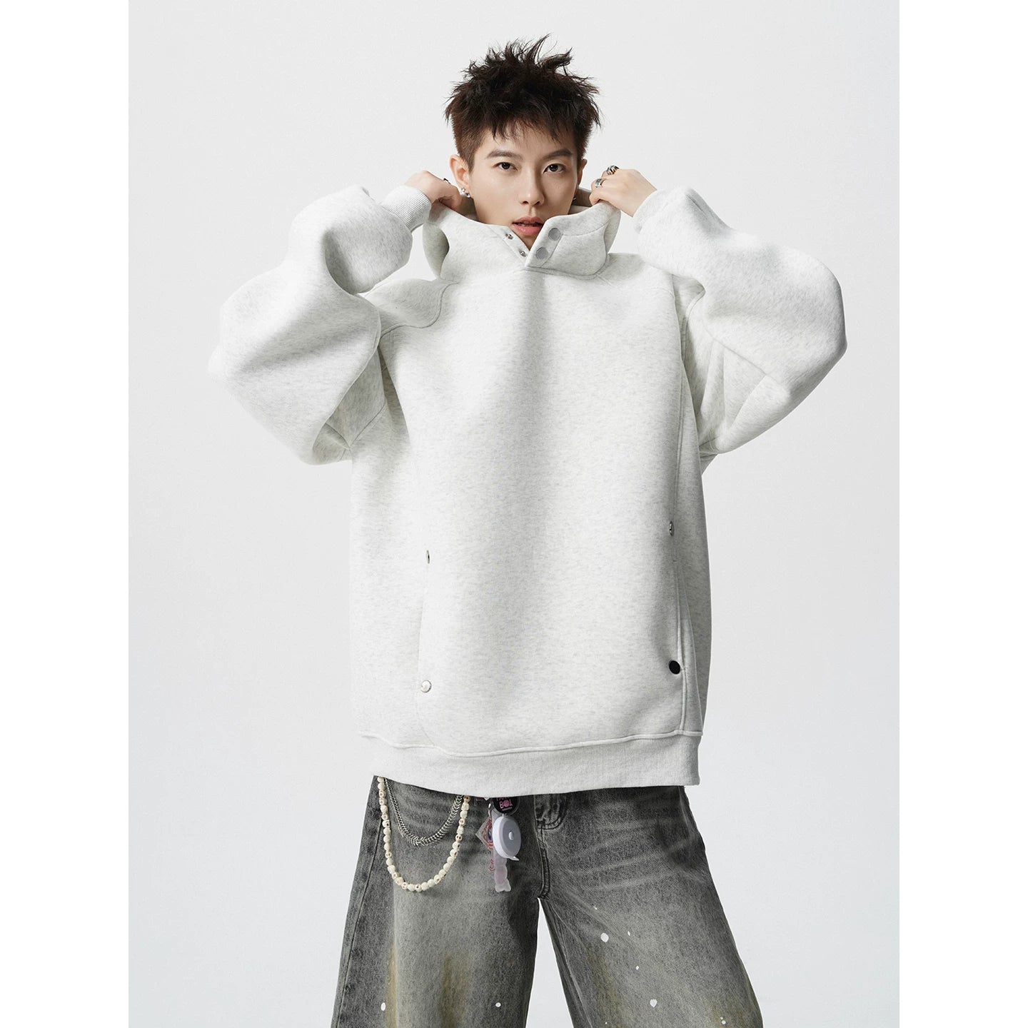 Cloudshell Snap‑Neck Fleece Hoodie