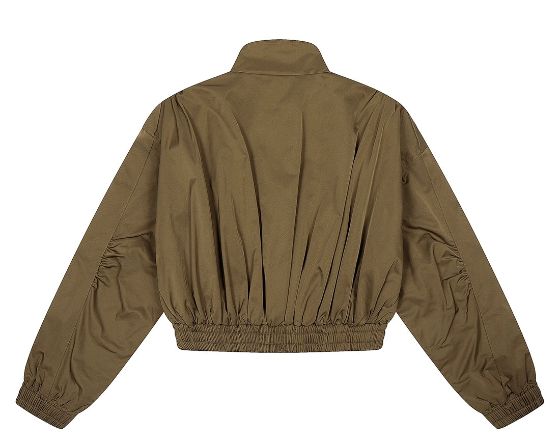 Cropped Utility High Collar Bomber Jacket
