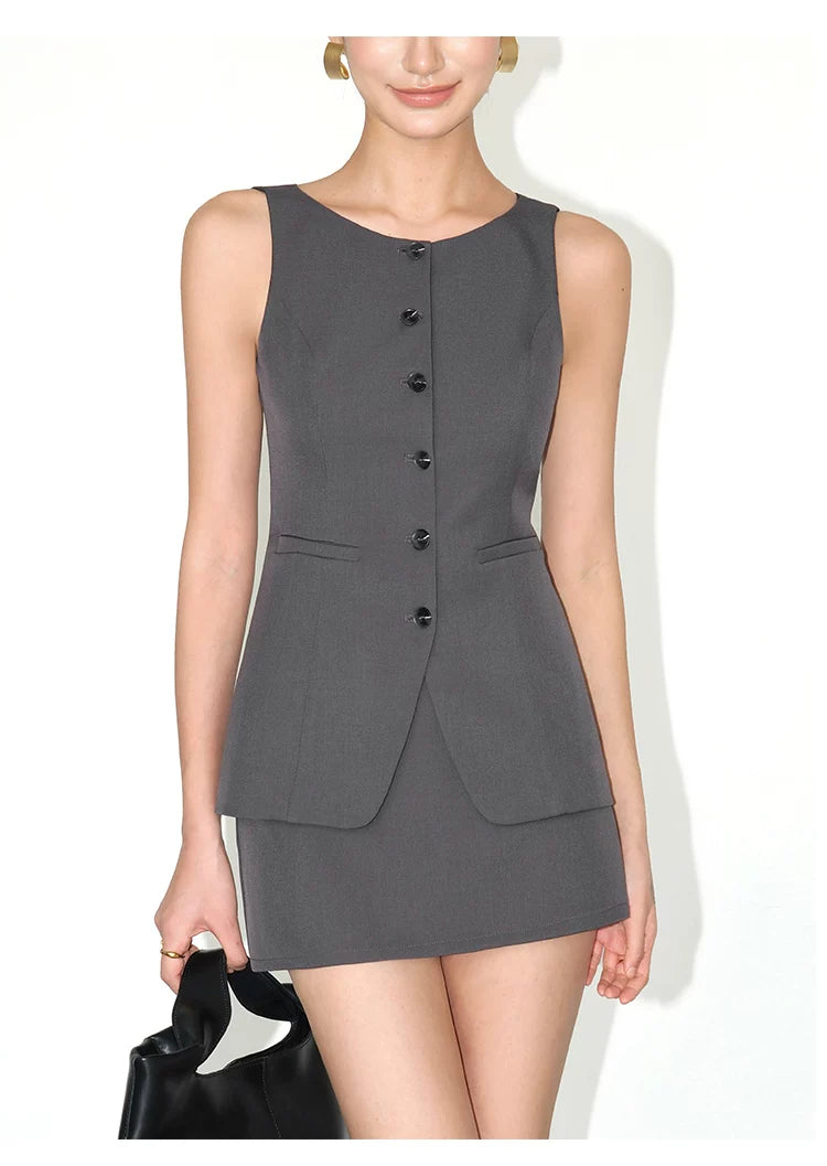 Button Front Tailored Vest