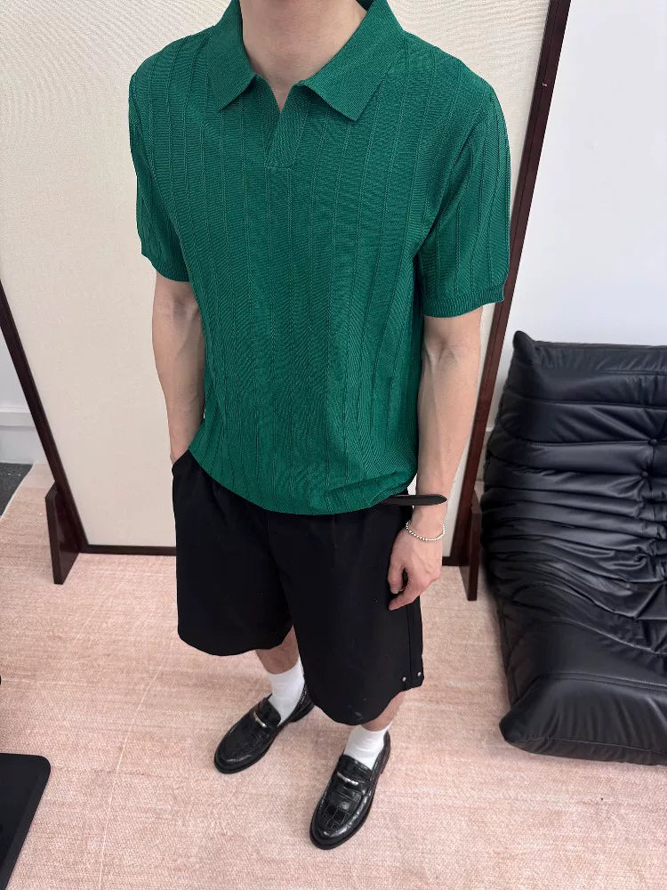 Arden Ribbed Knit Polo Shirt