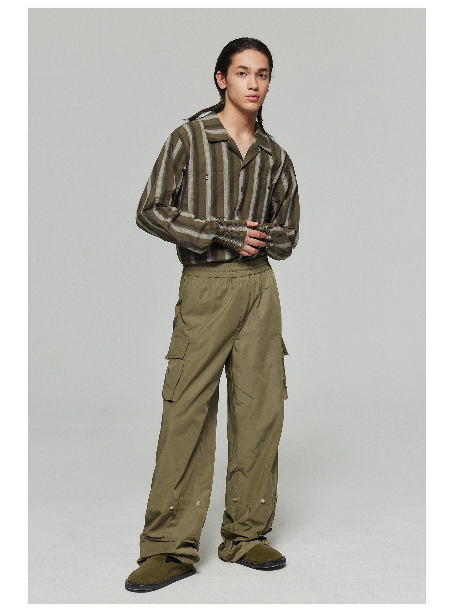 Adjustable Cuffs Nylon Cargo Pants