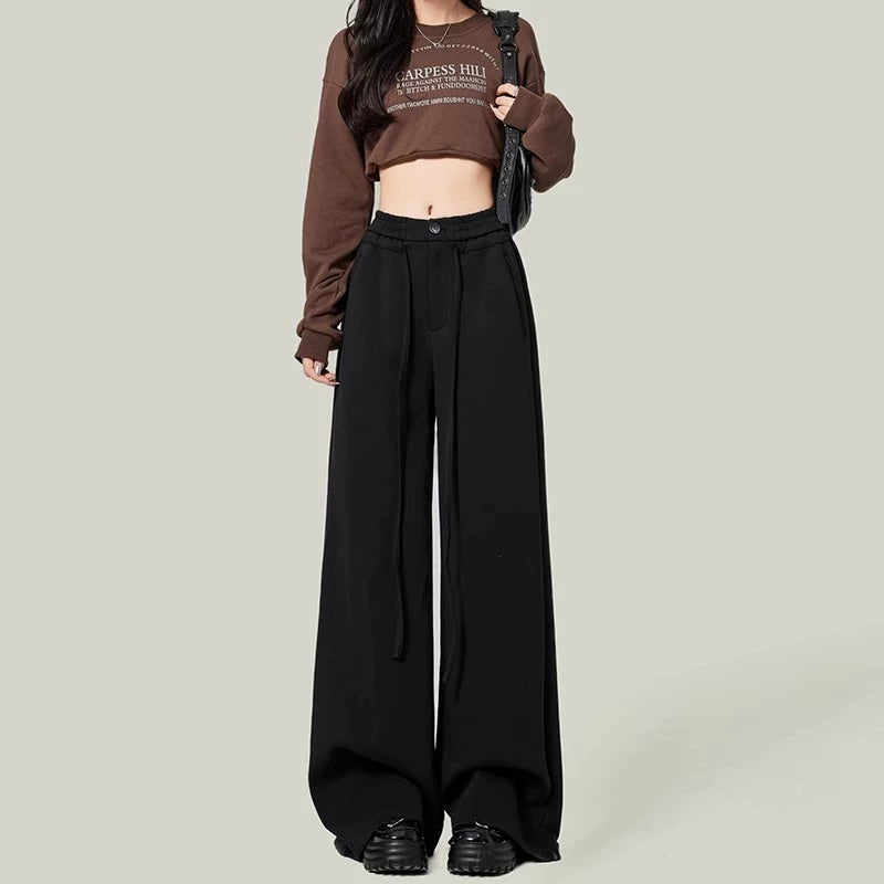 Fleece-Lined High-Waist Sweatpants - chiclara