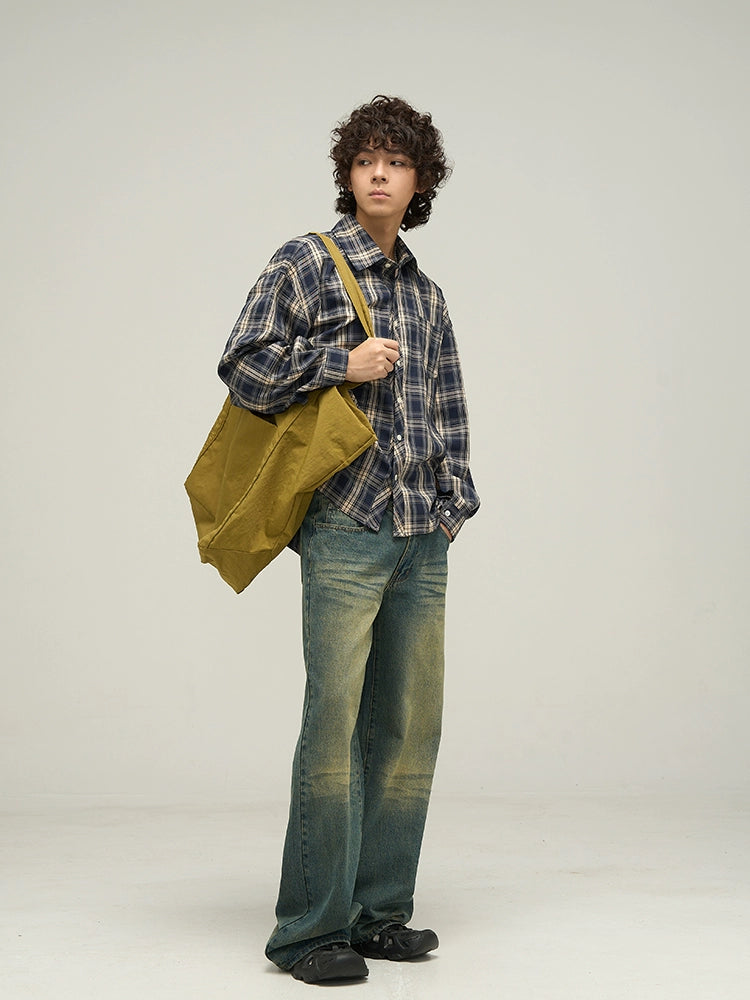 Oversized Plaid Full Button Shirt
