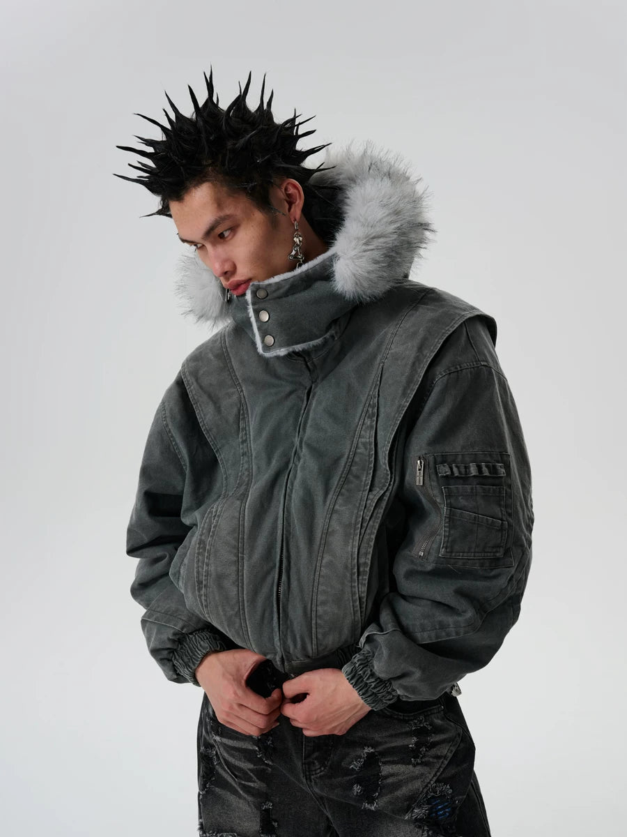 Ashfall Faux Fur Hooded Bomber Jacket