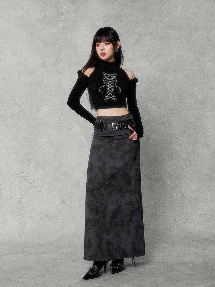 Gothic Buckle Maxi Skirt