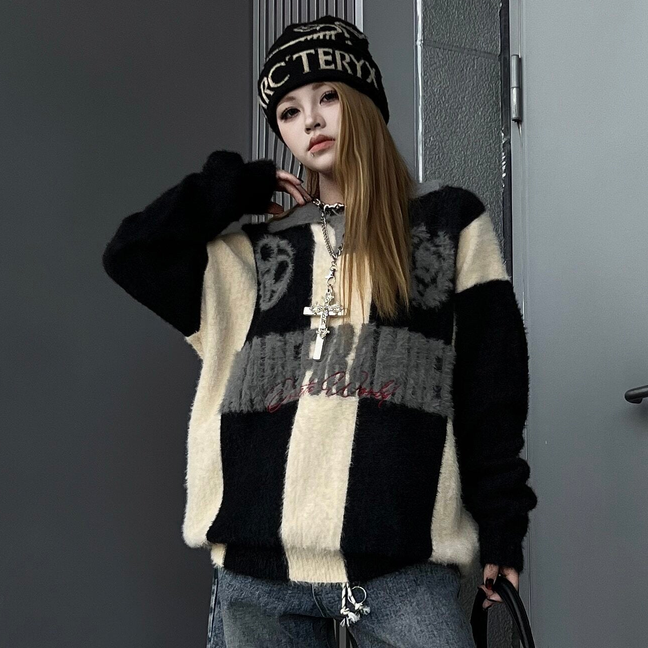 Men's Striped Embroidered Button Polo Knit Sweater