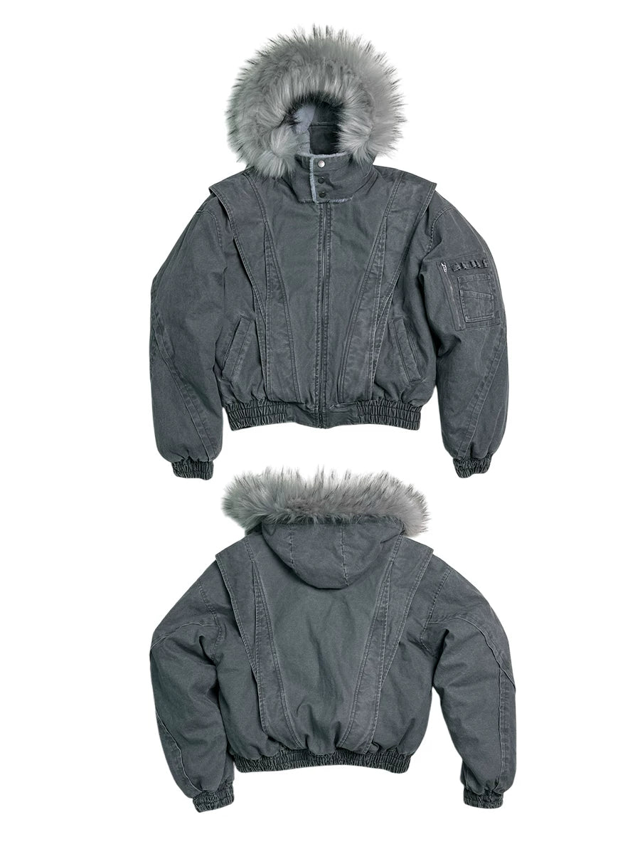 Ashfall Faux Fur Hooded Bomber Jacket