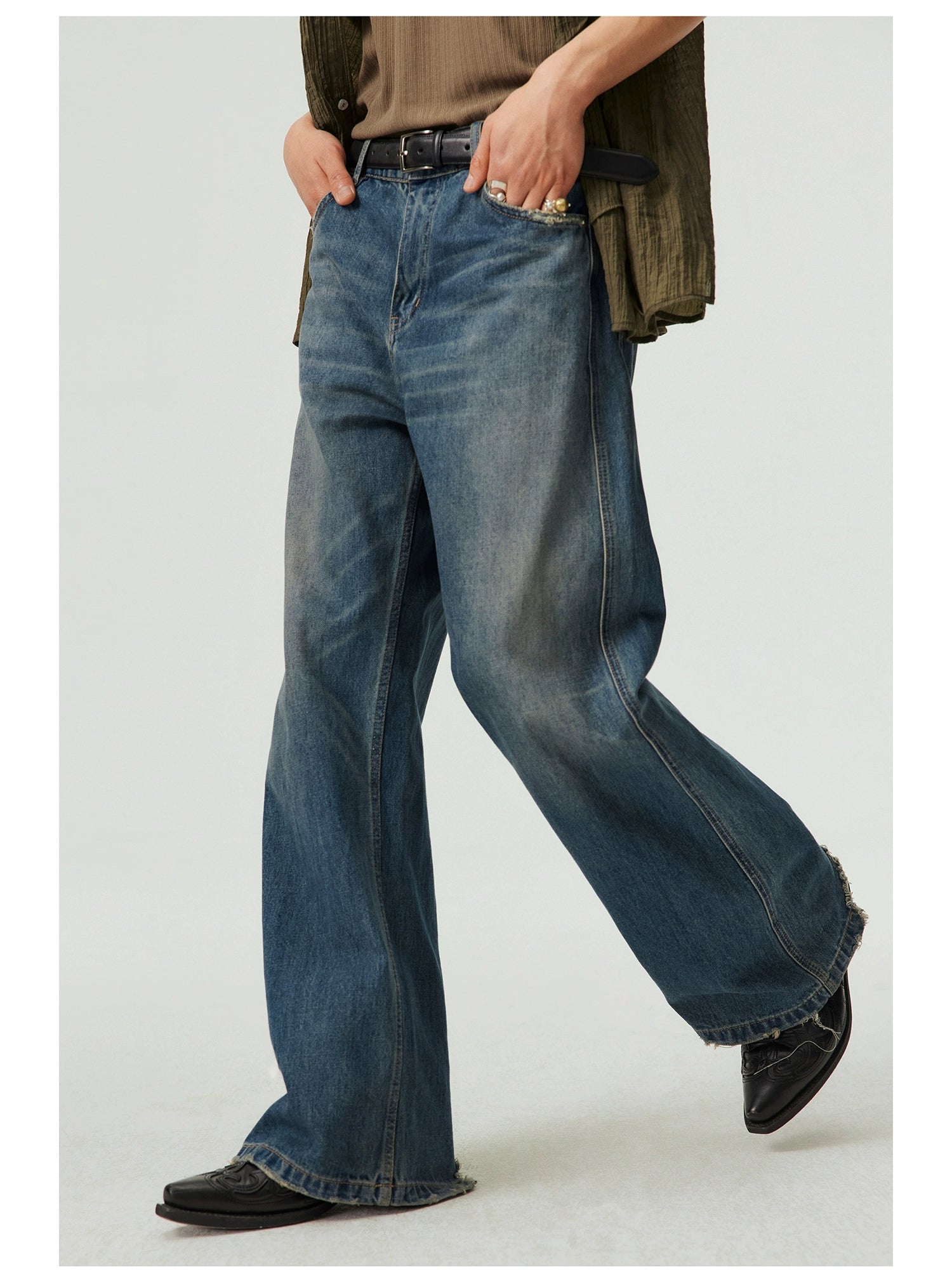 Dark Wash Wide-Leg Relaxed Jeans