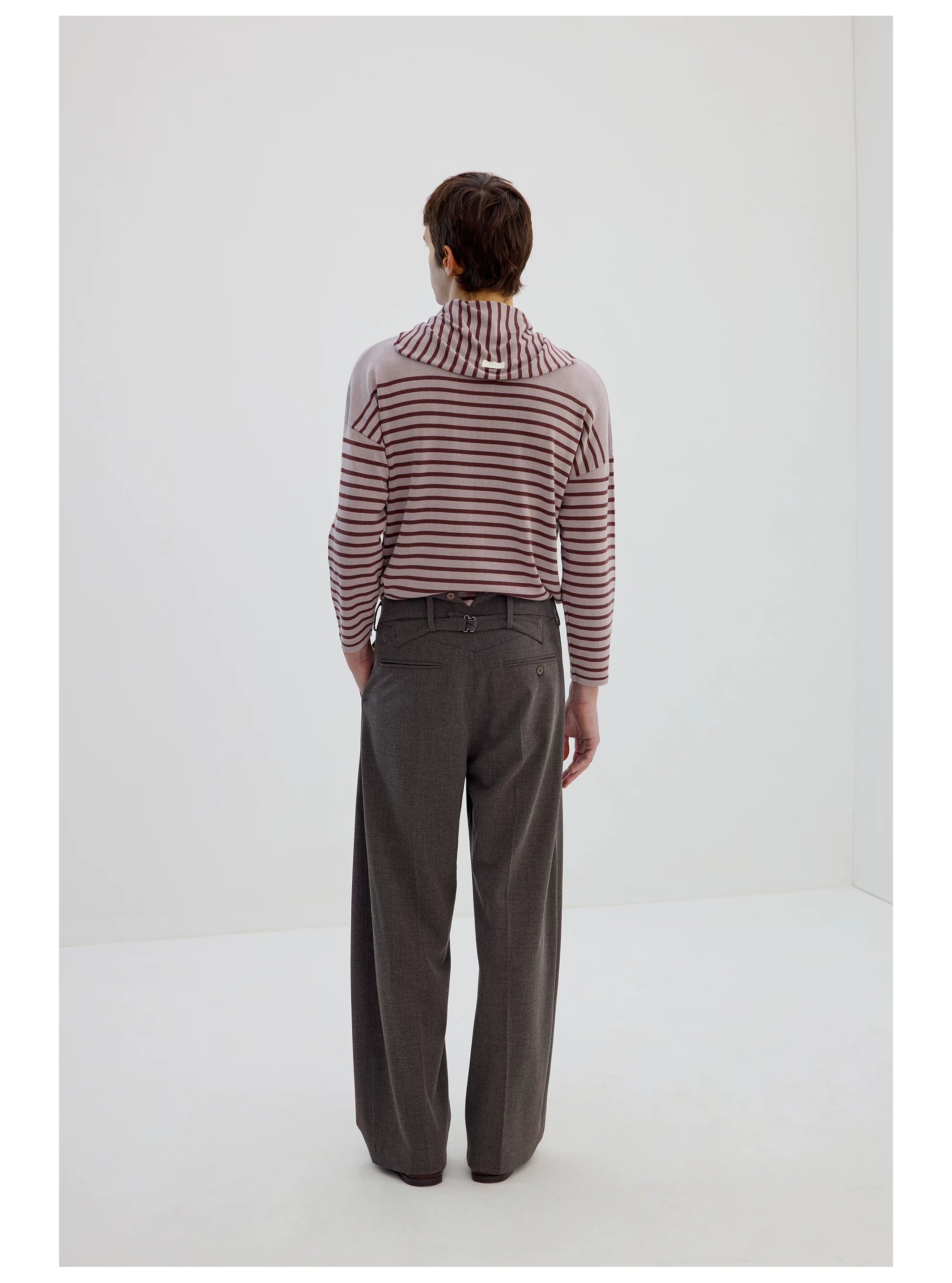 Striped Scarf-Neck Knit Top