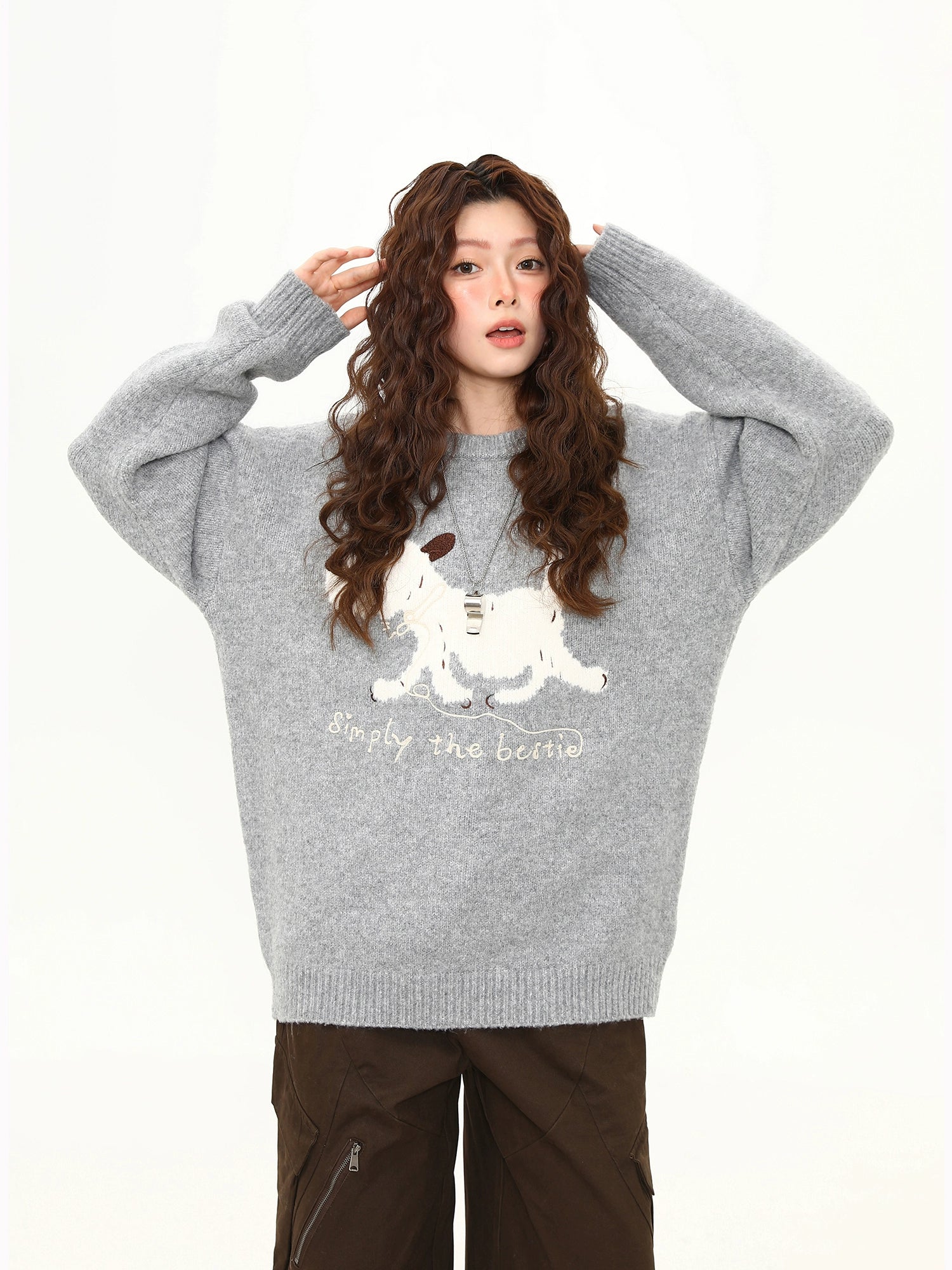 Snowy Pup Bestie Knit Sweater