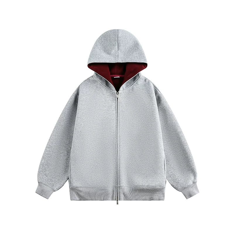 Dual-Tone Varsity Zip Hoodie