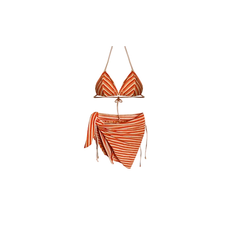 Citrus Stripe Wrap Bikini Set