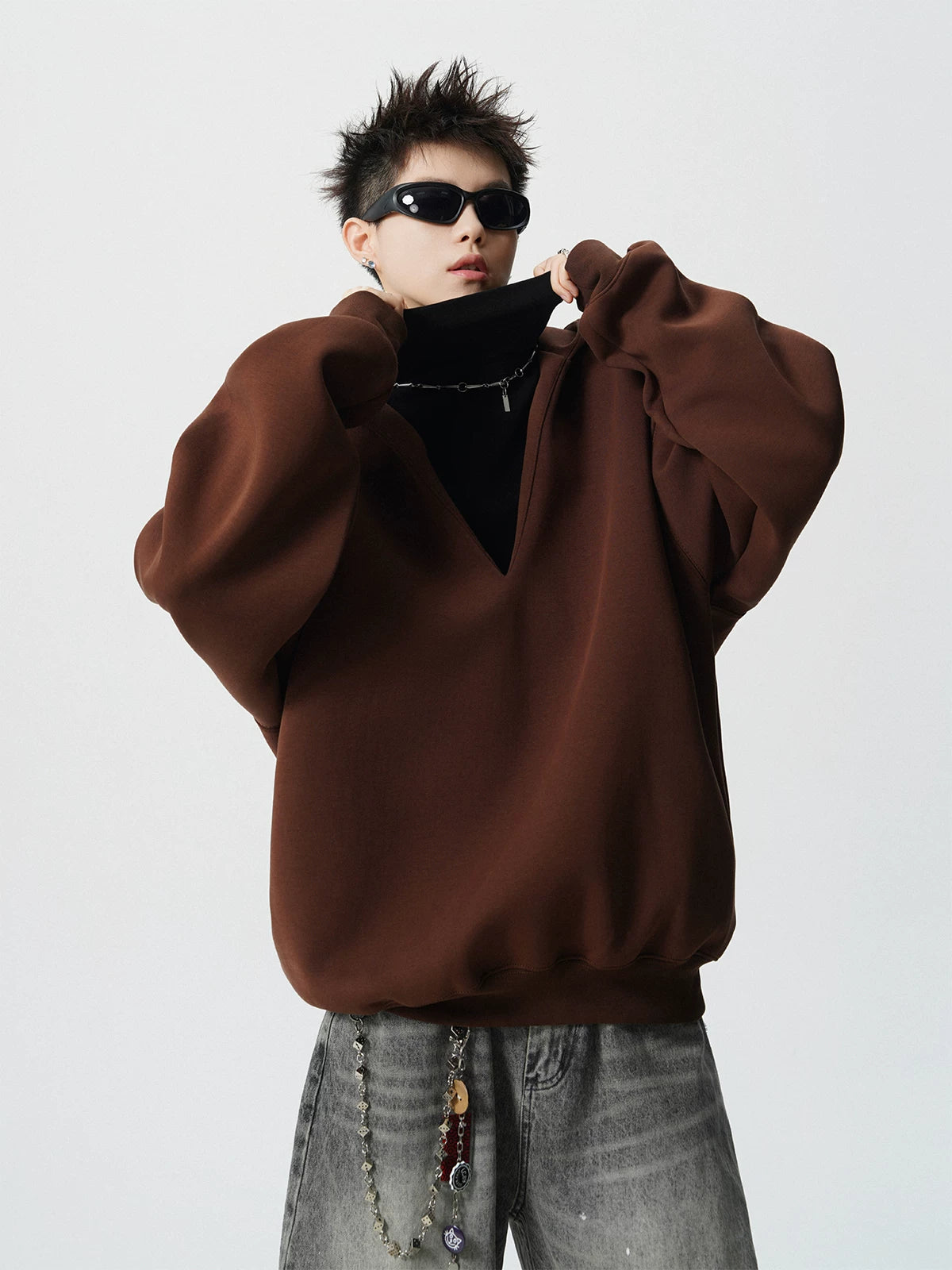 Mocha Drop Oversized Tunnel Hoodie