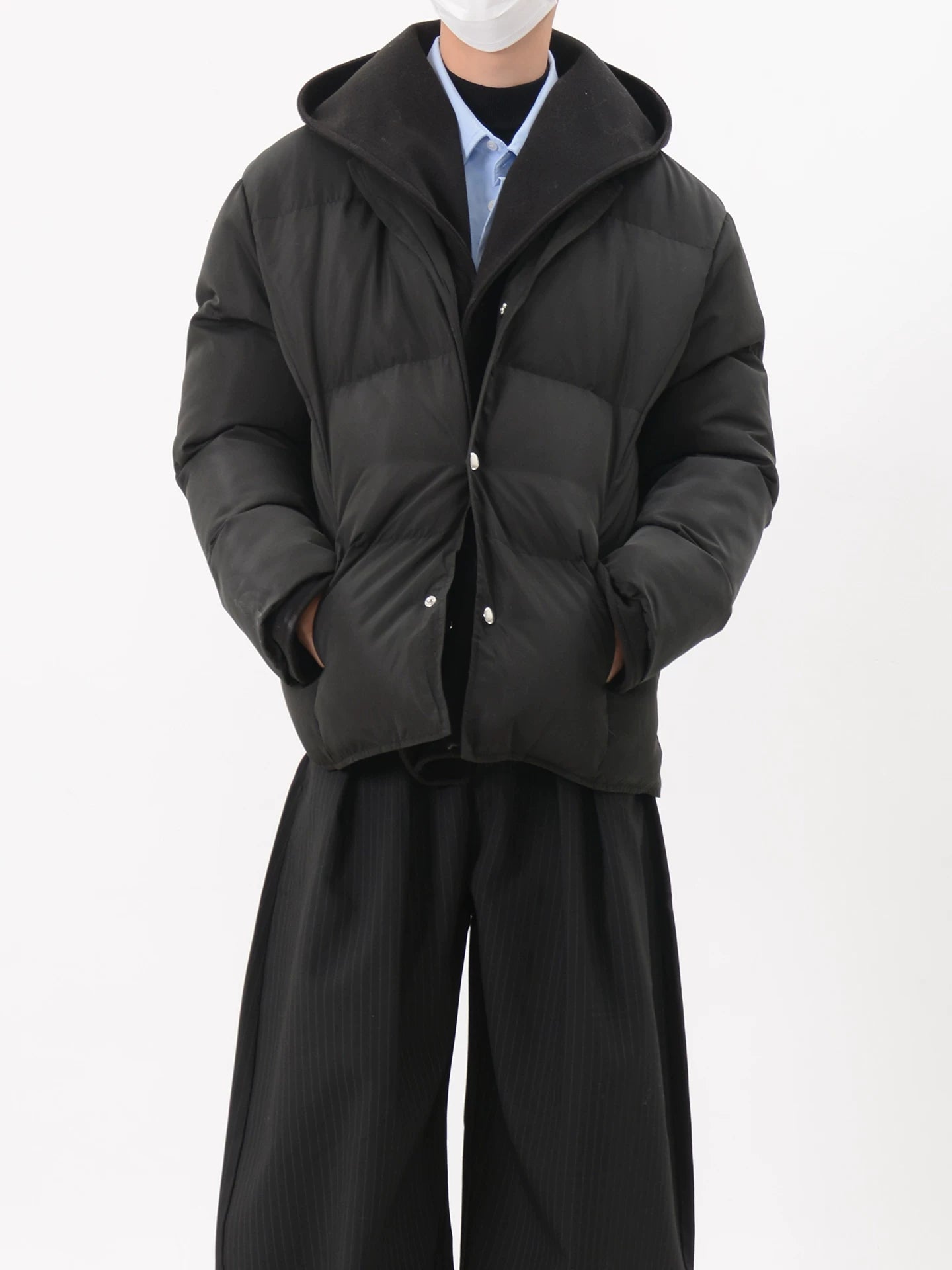 Hooded Snap-Button Puffer Jacket