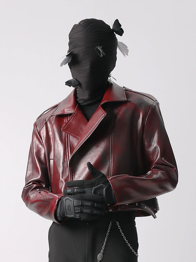 Glossy Burgundy Moto Jacket