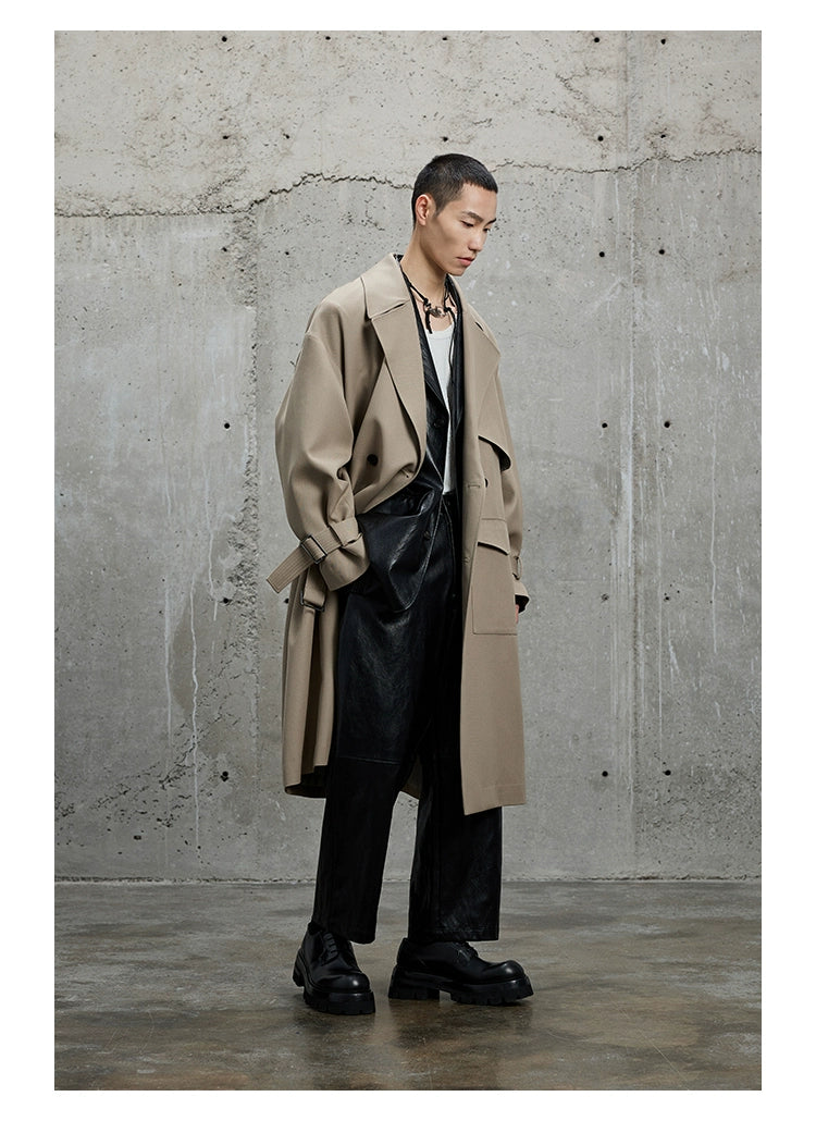 Twill Classic Lapel Long Trench Coat