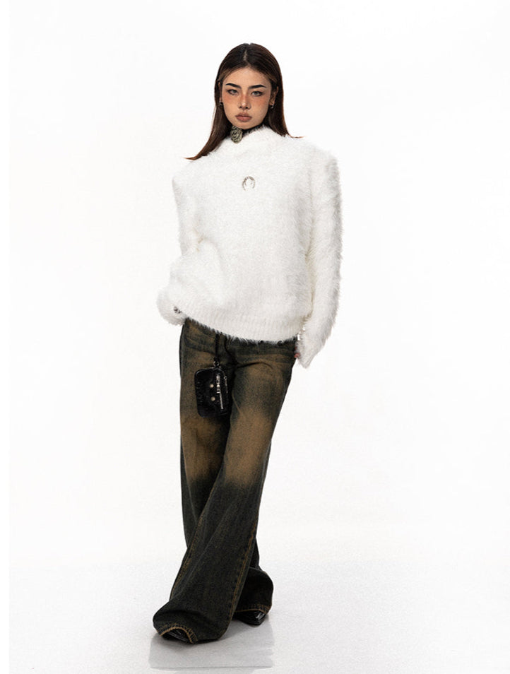 Fuzzy Mock Neck Sweater