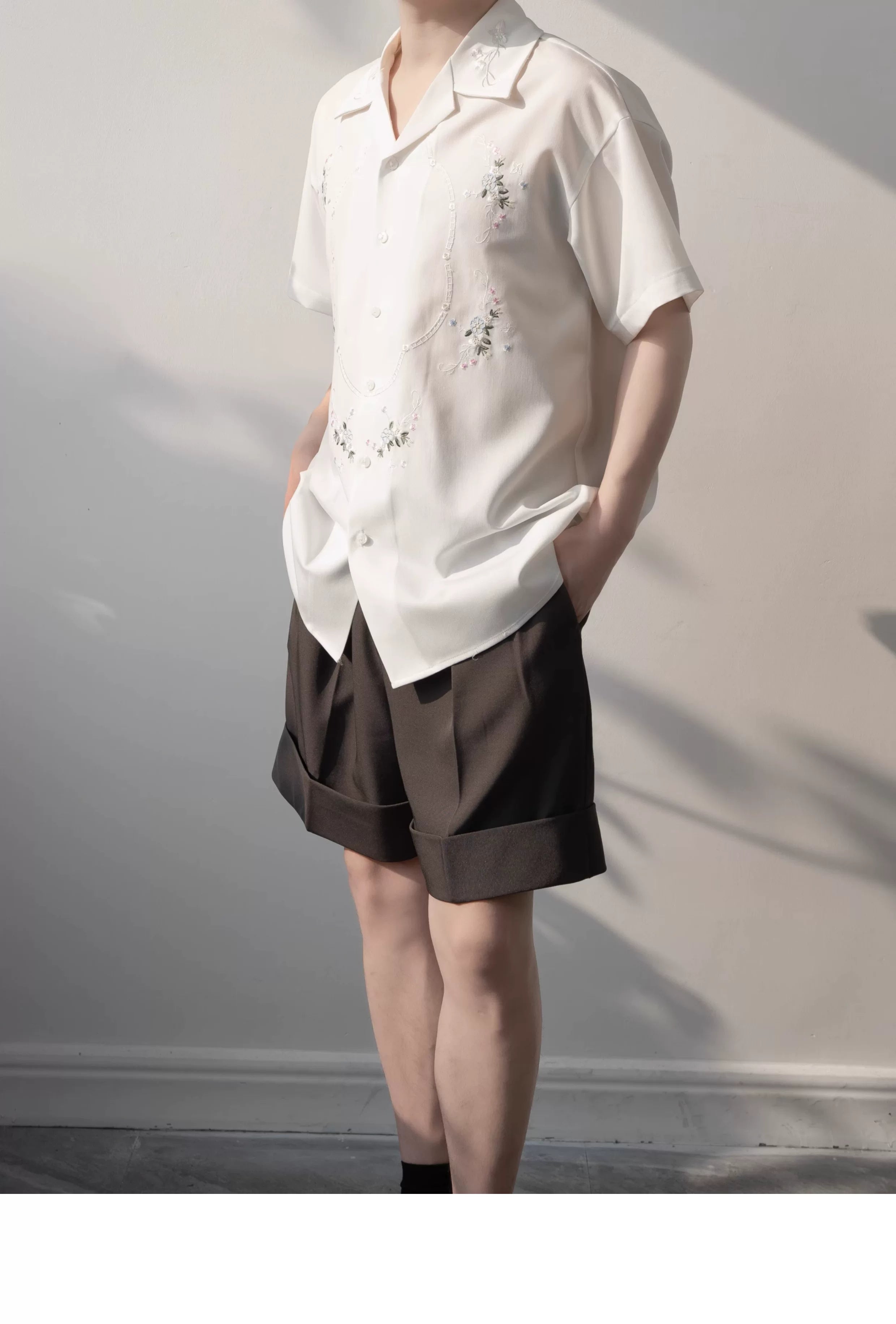 Sunlit Cameo Embroidered Camp Shirt