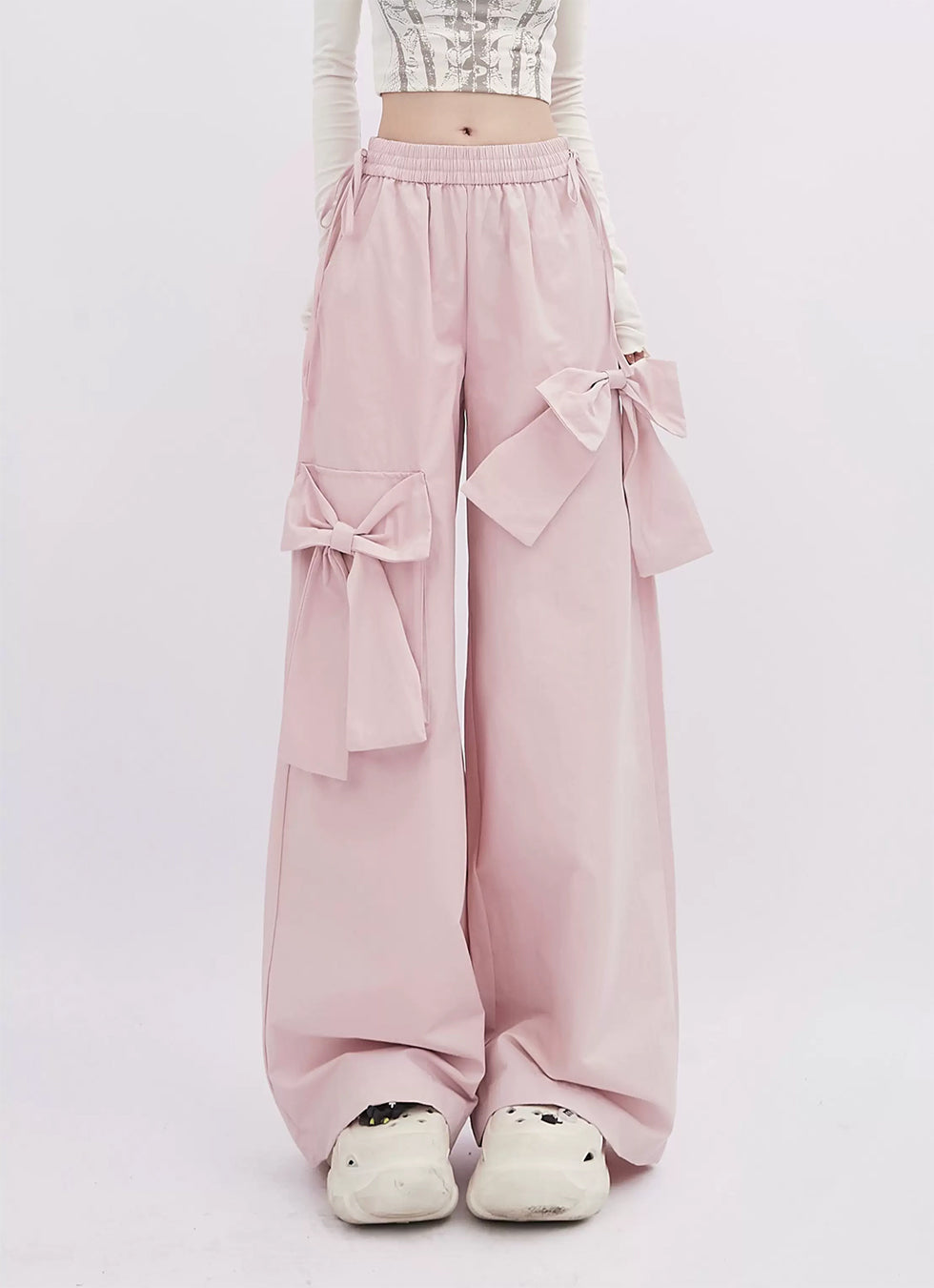 Ribbon Design Wide Pants - chiclara