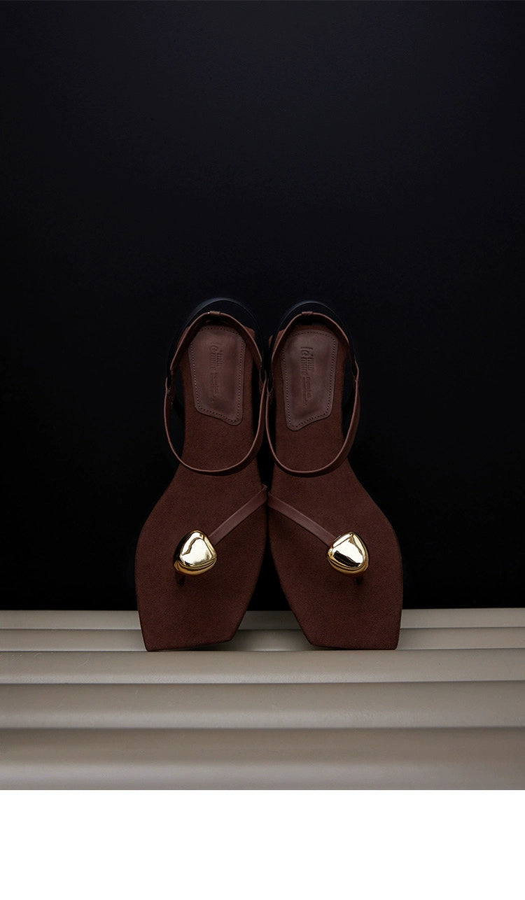 Brown Pointed Toe Slingback Flats