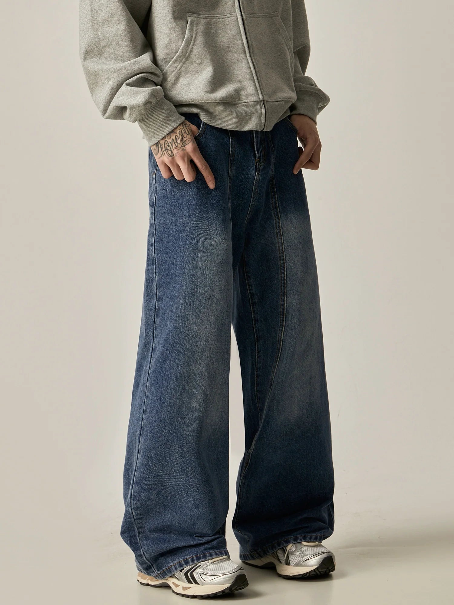 Ombre Fade Wide-Leg Vintage Denim Jeans