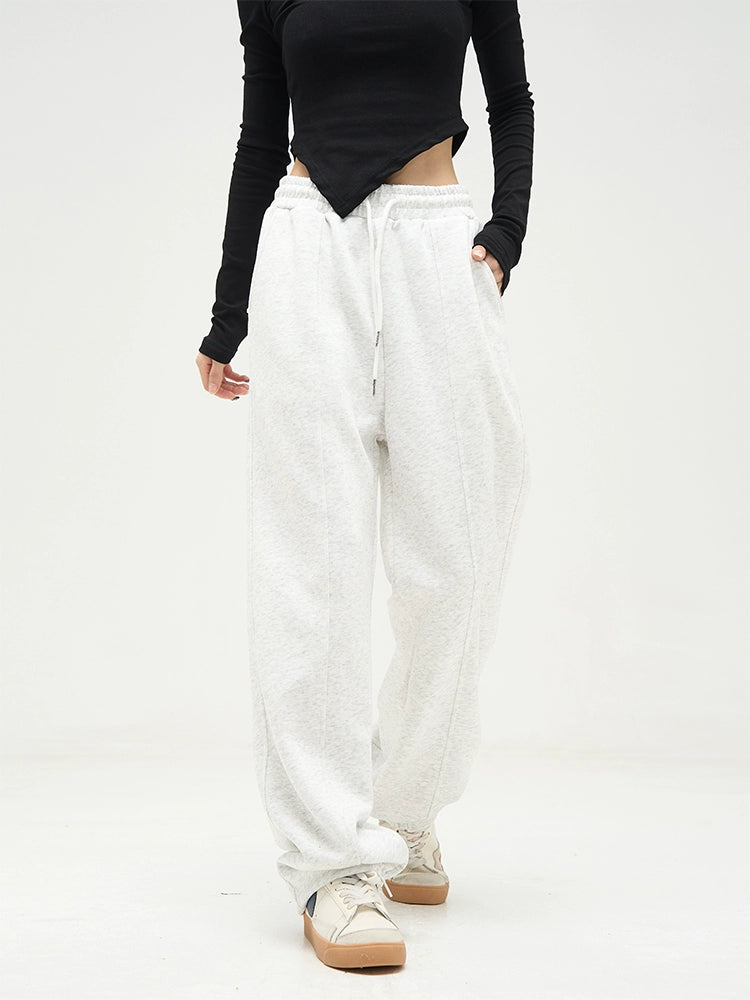 Elastic Waistband Wide-Leg Sweatpants