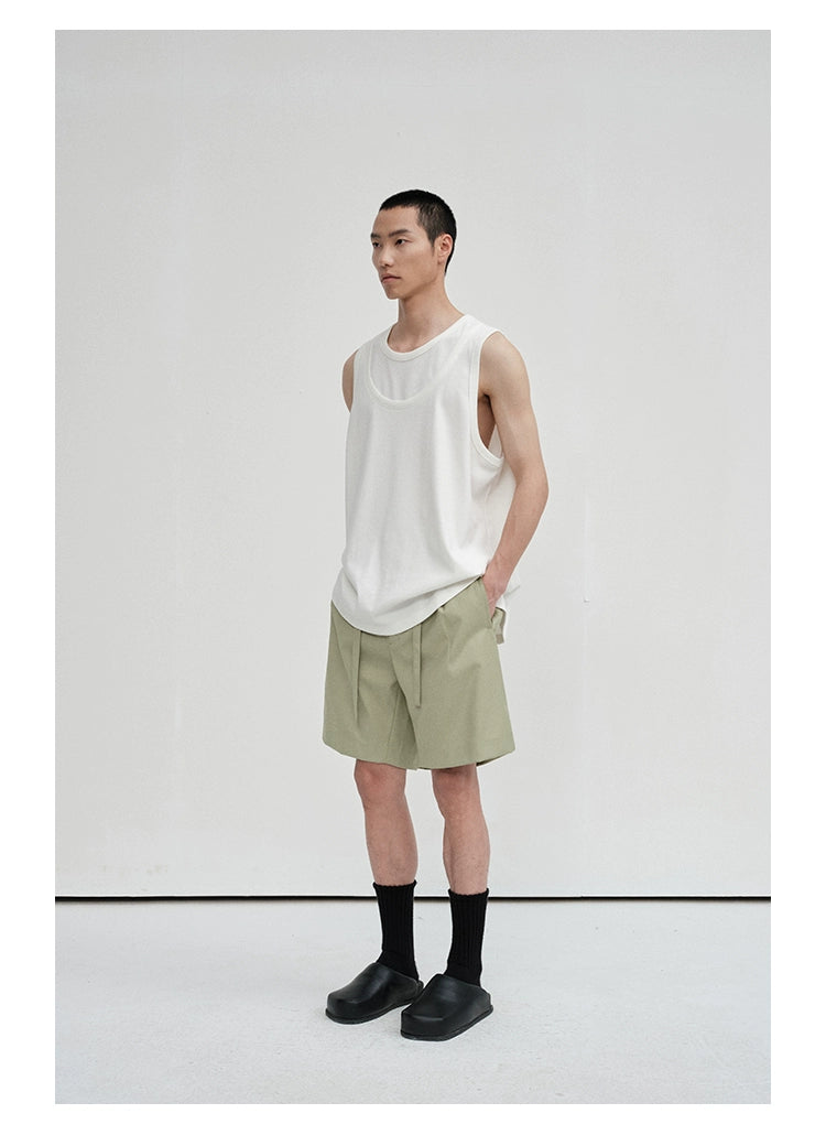 Drawstring Single-Pleat Shorts