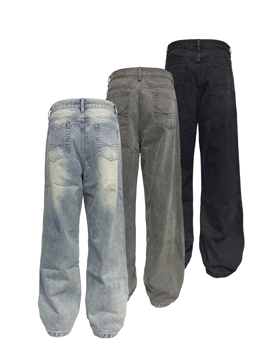 Wide-Leg Classical Wash Jeans