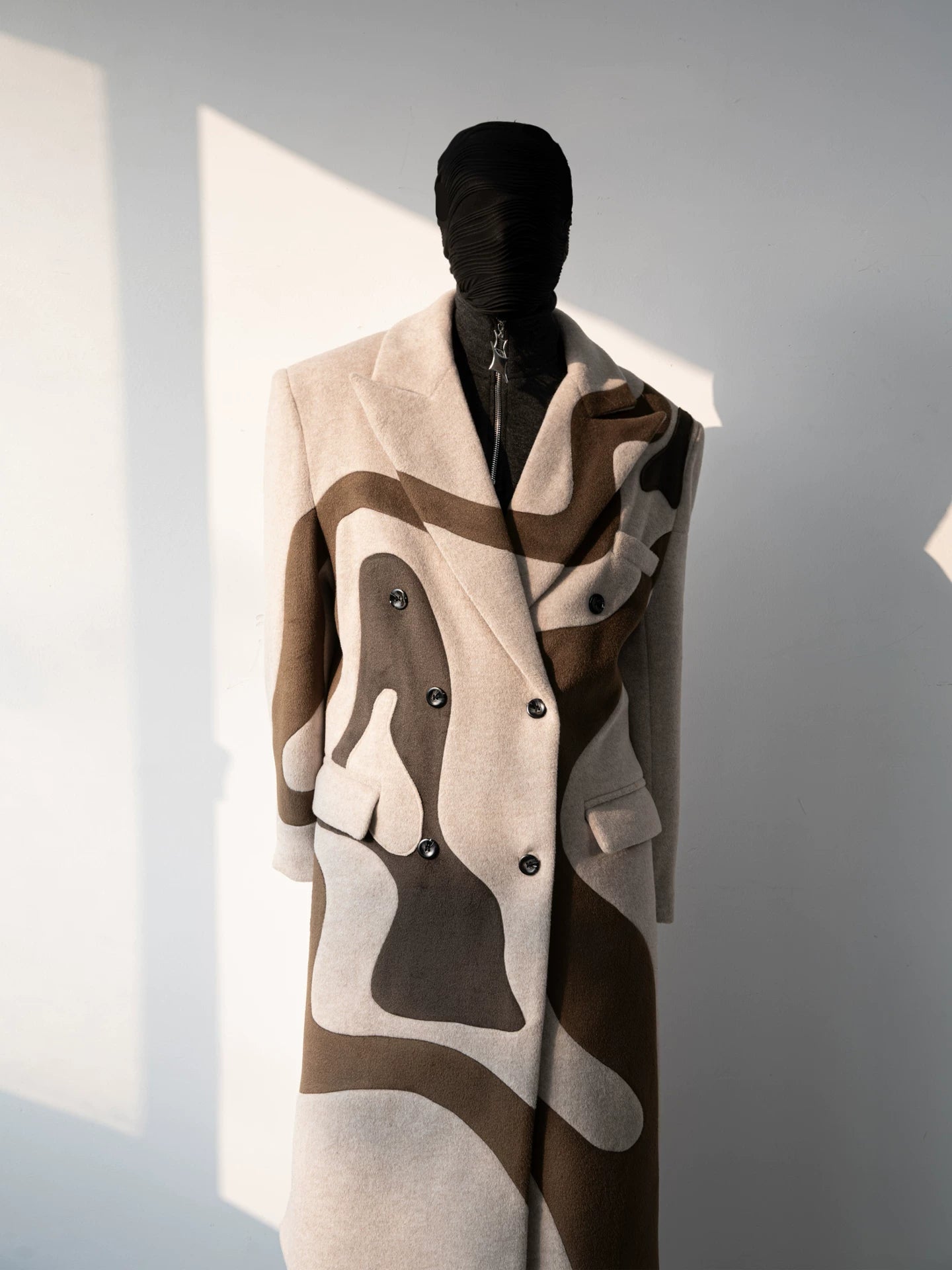 Desert Mirage Sculpted Wool Overcoat