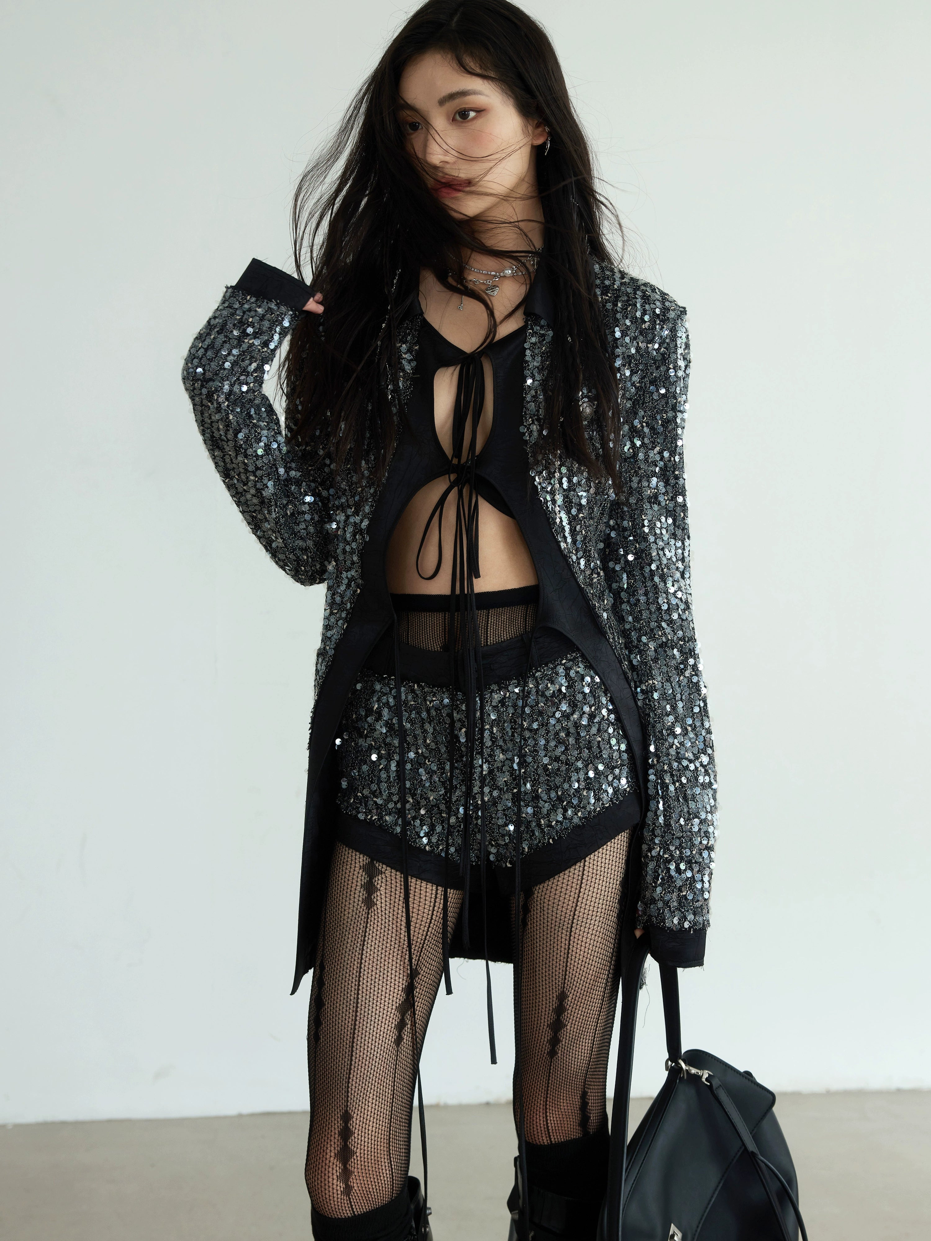 Sequin Blazer and Shorts Setup