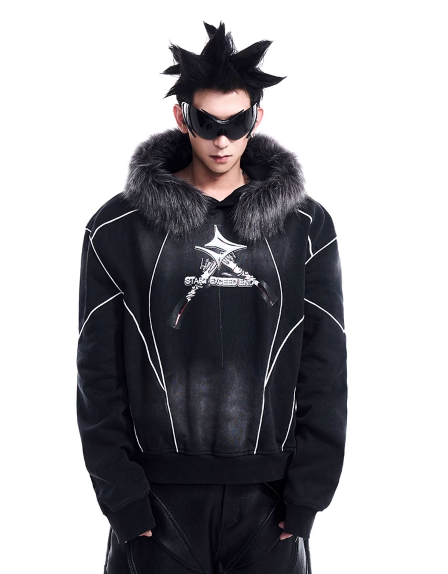 Cyberpunk Fur-Trim Sweater