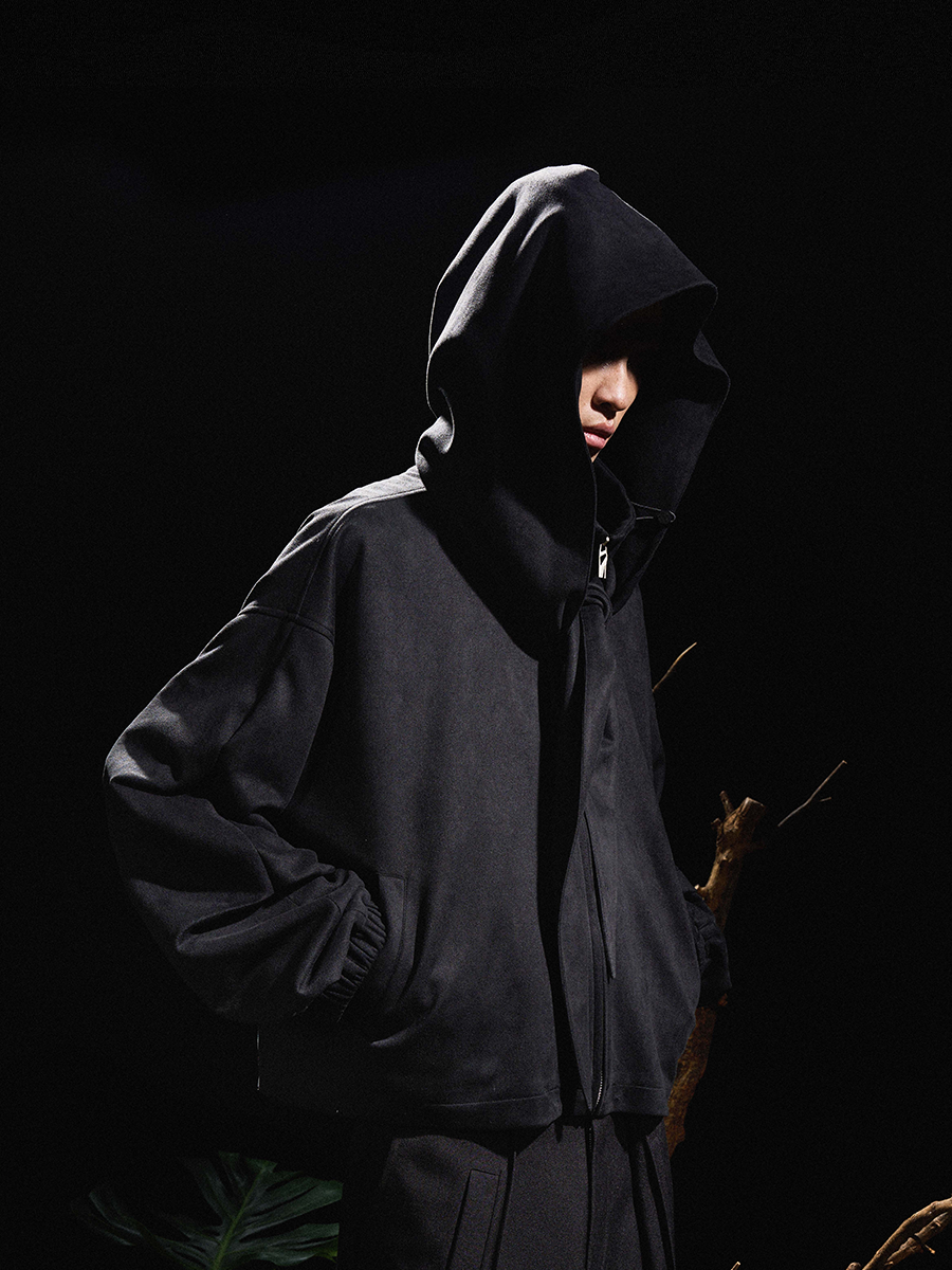 Sculpted Sleeve Funnel Neck Jacket