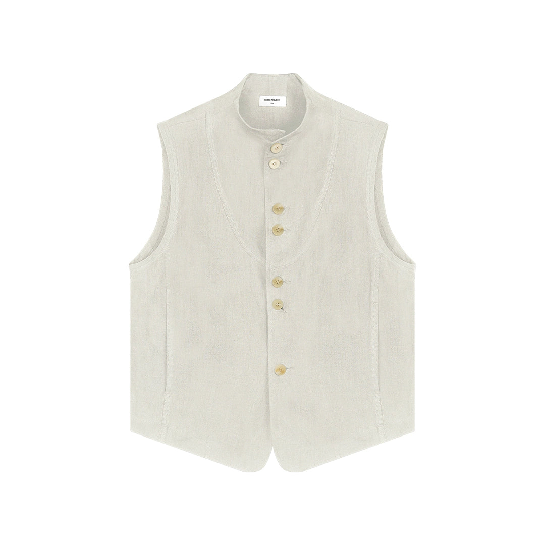 Sleeveless Button-Up Vest