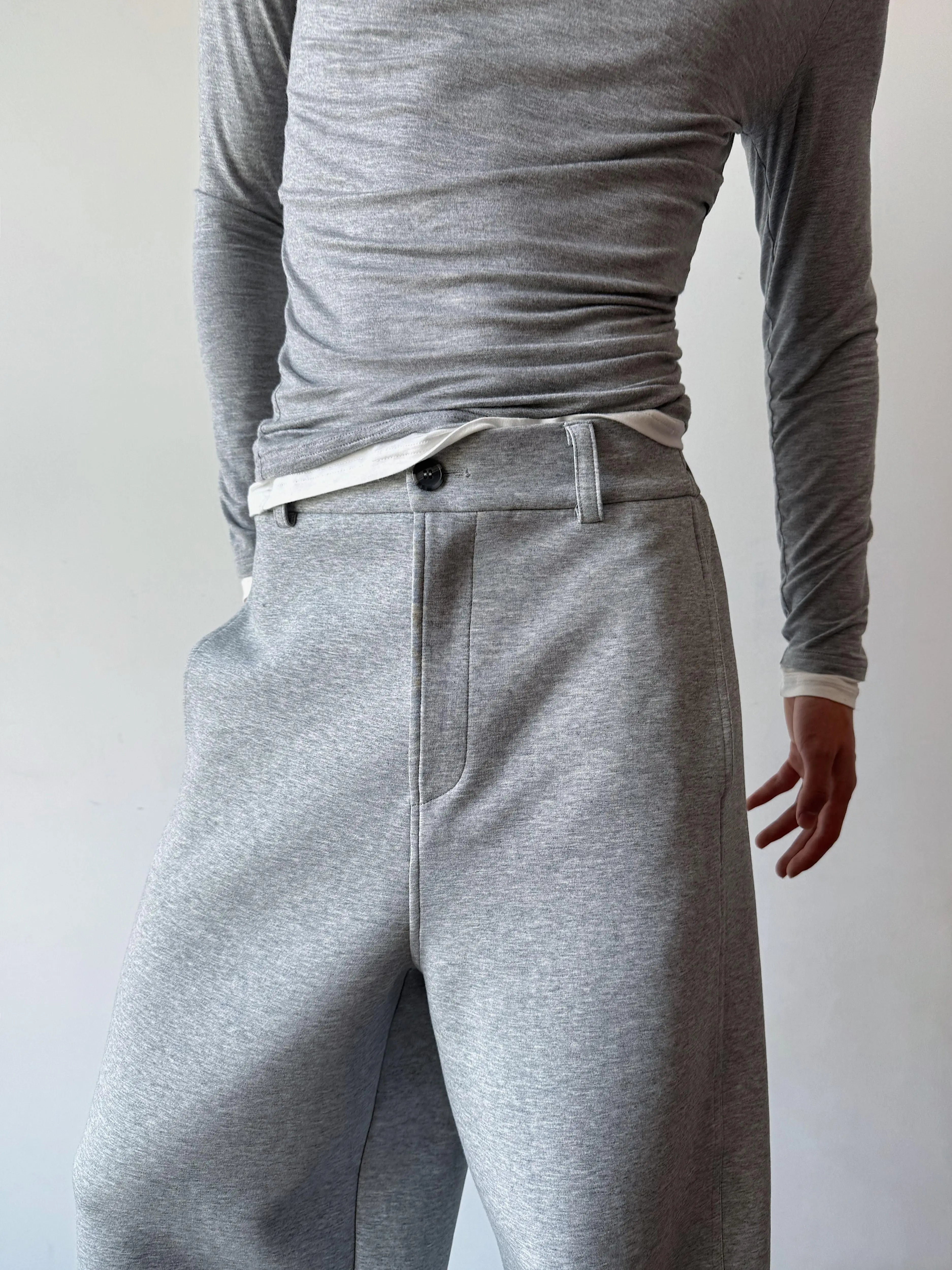 Wool Blend Wide Leg Grey Pants
