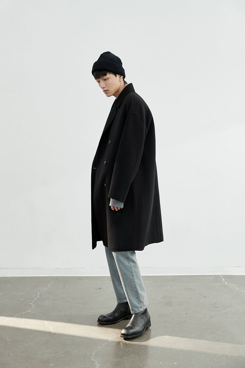 Double-Breasted Oversized Long Coat