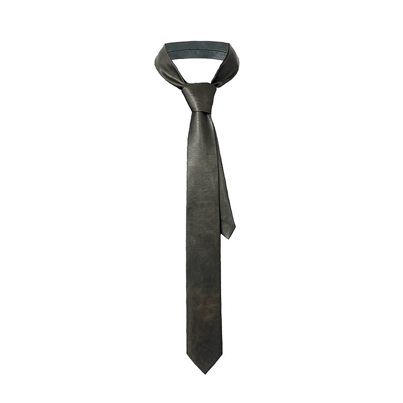 Faux-Leather Narrow Necktie