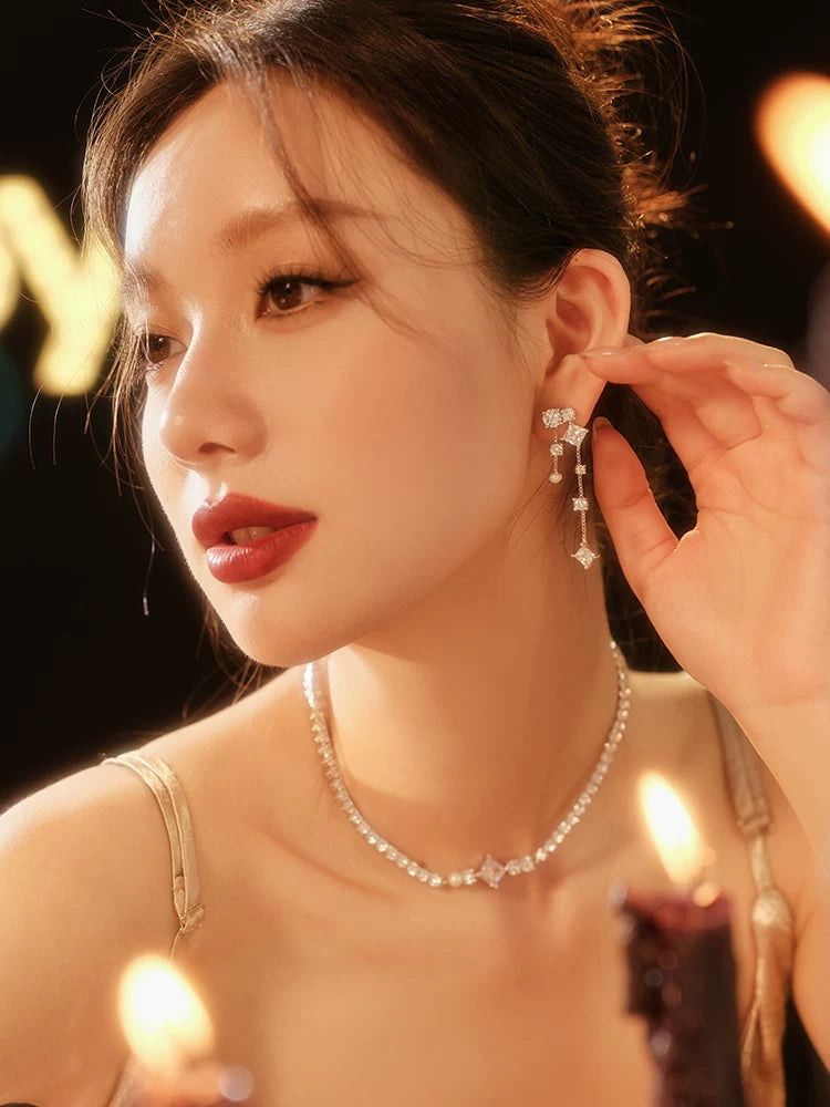 Neon Crystal Tassel Earrings - view 5