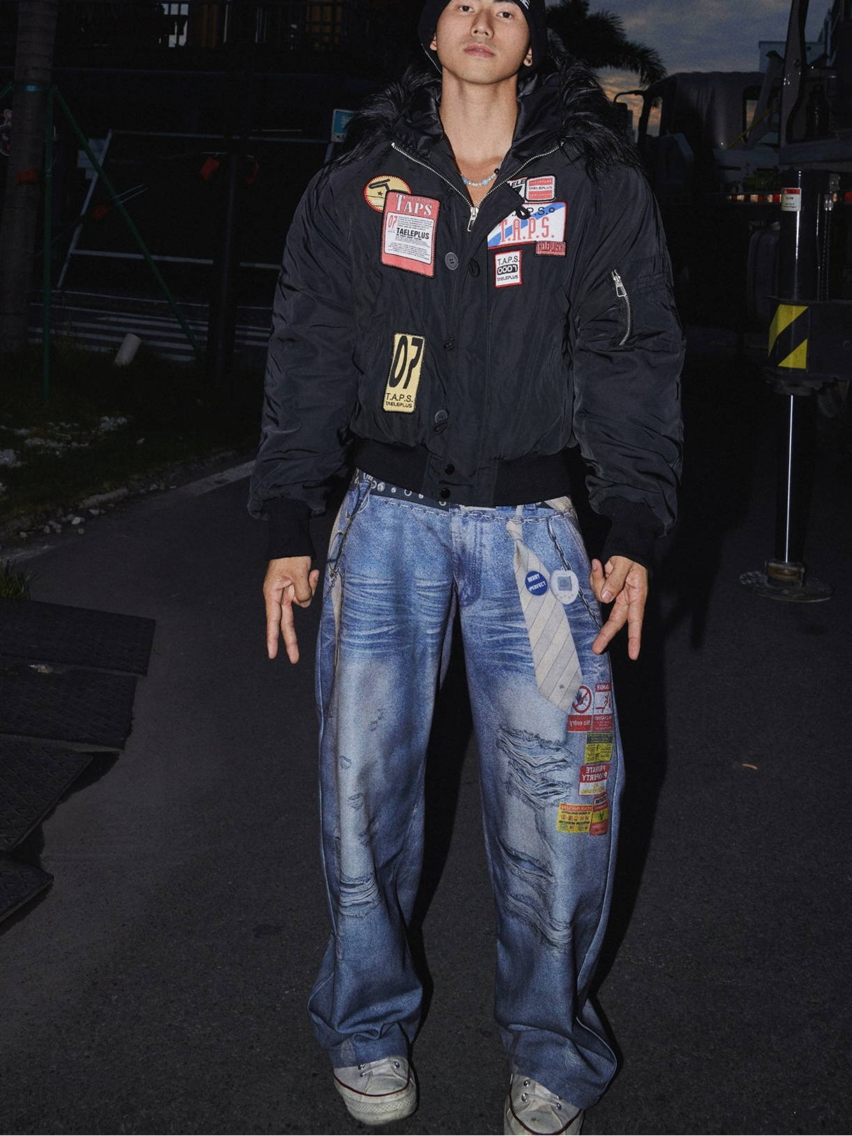 Arctic Badge Faux Fur Bomber Jacket