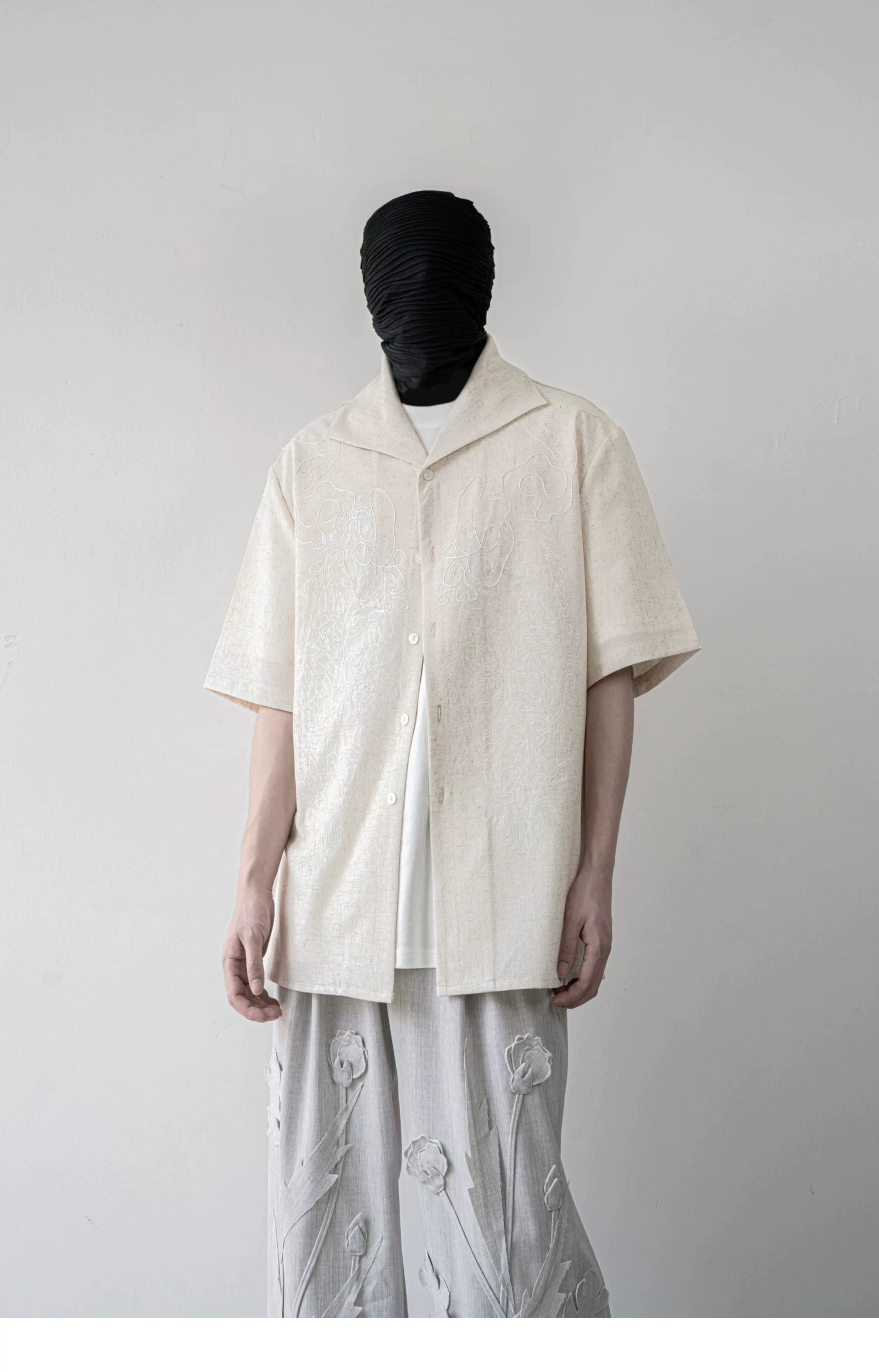 Linen Haze Scroll Camp Shirt