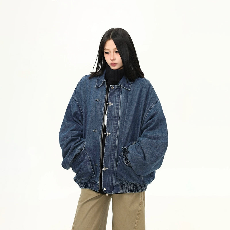 Harbor Toggle Denim Bomber Jacket